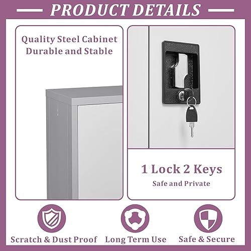 Miniatura 4 de LUCYPAL Armario de almacenamiento de garaje con puertas con cerradura, armario de almacenamiento de metal con estante ajustable, armario de