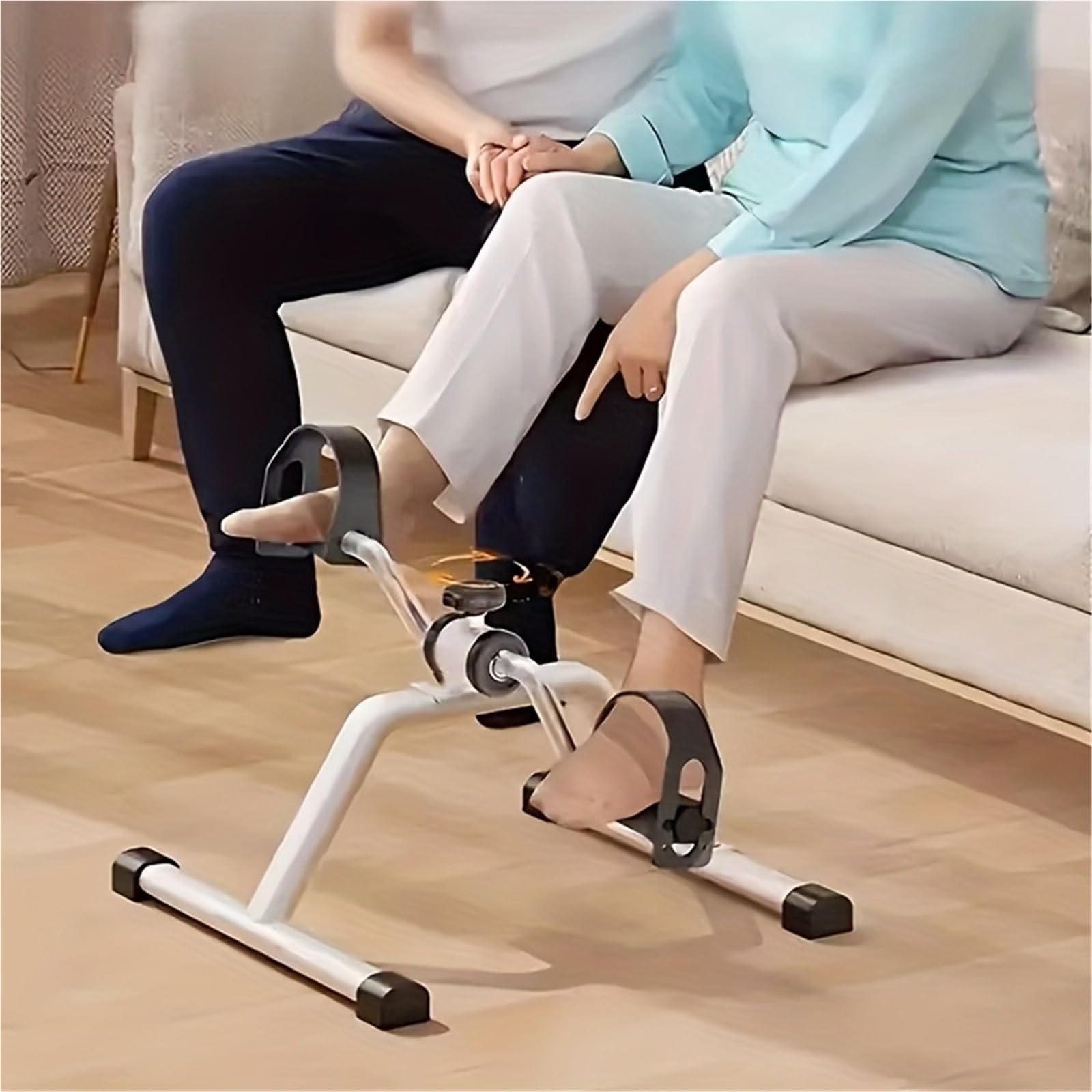 Mini Bicicleta EstáTica Bicicleta estática plegable ajustable: equipo de ejercicios for el hogar, estructura resistente, pedales engrosados ​​y plataforma estable for los pies, color blanco
