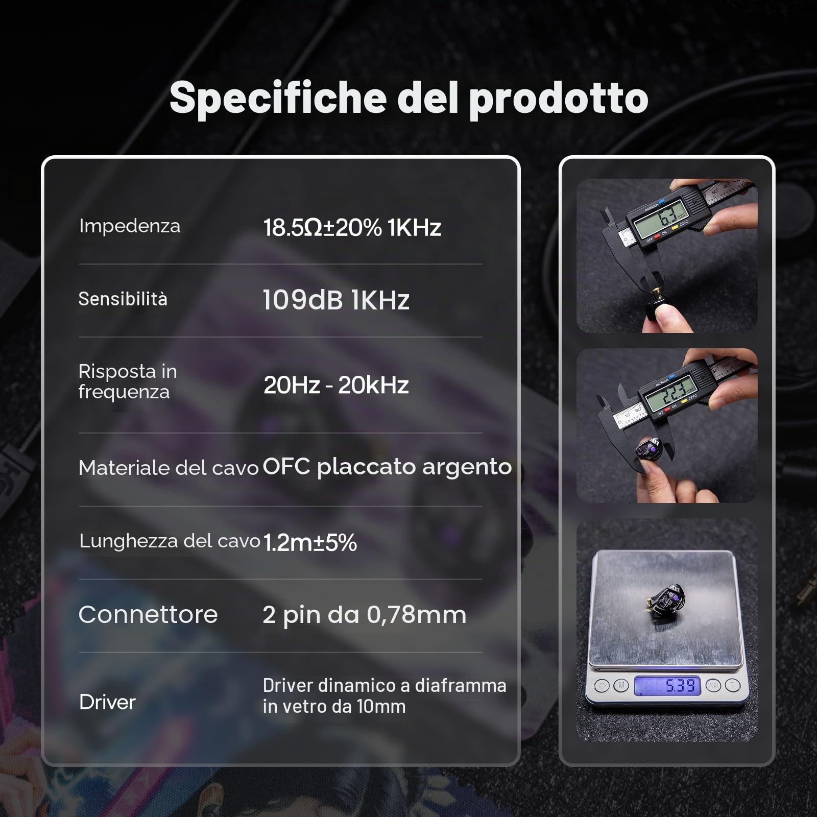 Linsoul TANGZU Xue Tao Gaming IEM, Cuffie HiFi e Microfono Rimovibile, In Ear Monitor con Driver Dinamico a Diaframma in Vetro da 10mm, con Cavo OFC Rimovibile a 2Pin per Gamer Audiophile (3.5mm MIC)