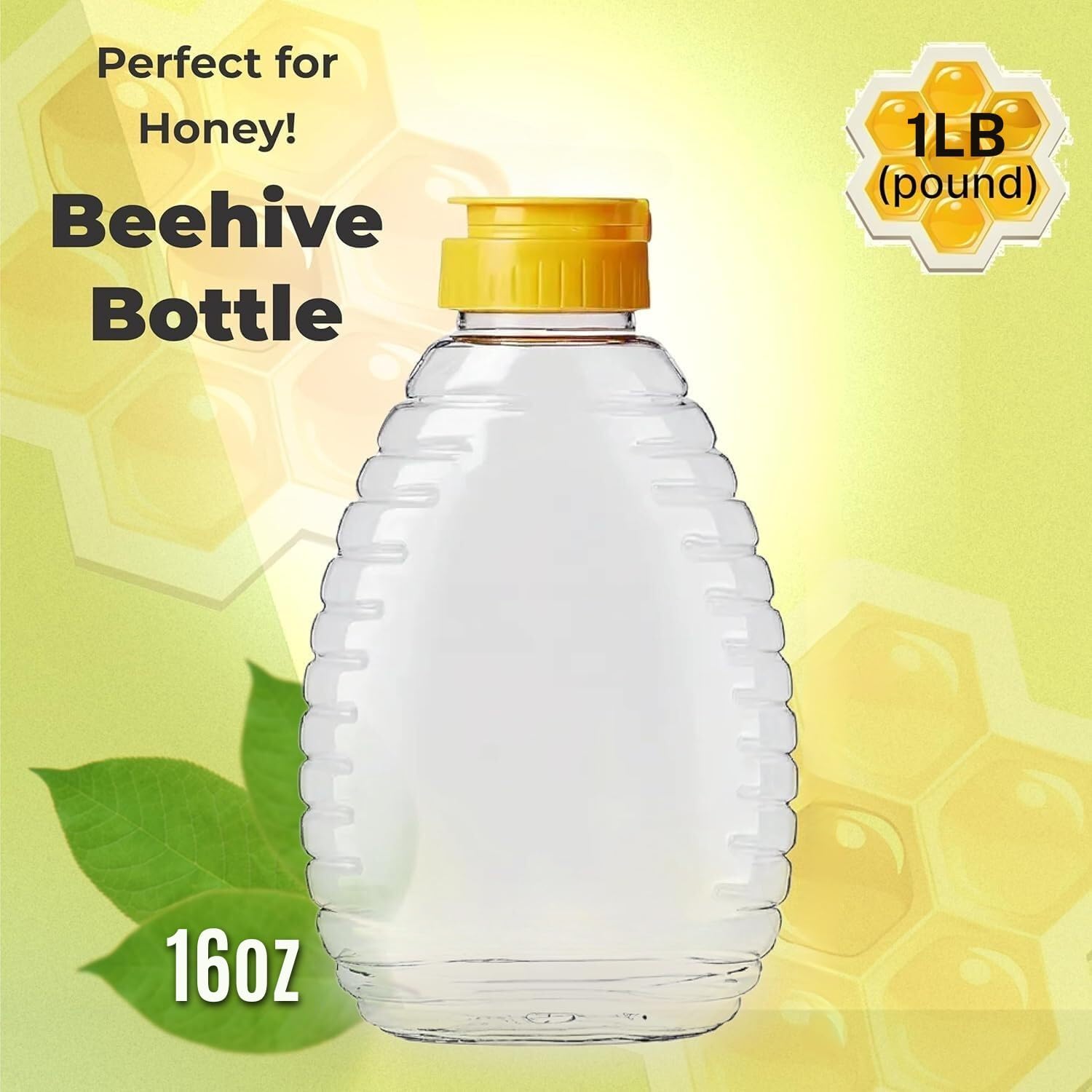 Honey Bottles 16 oz, Empty Honey Squeeze Bottle with Flip Lid, 10 Pack