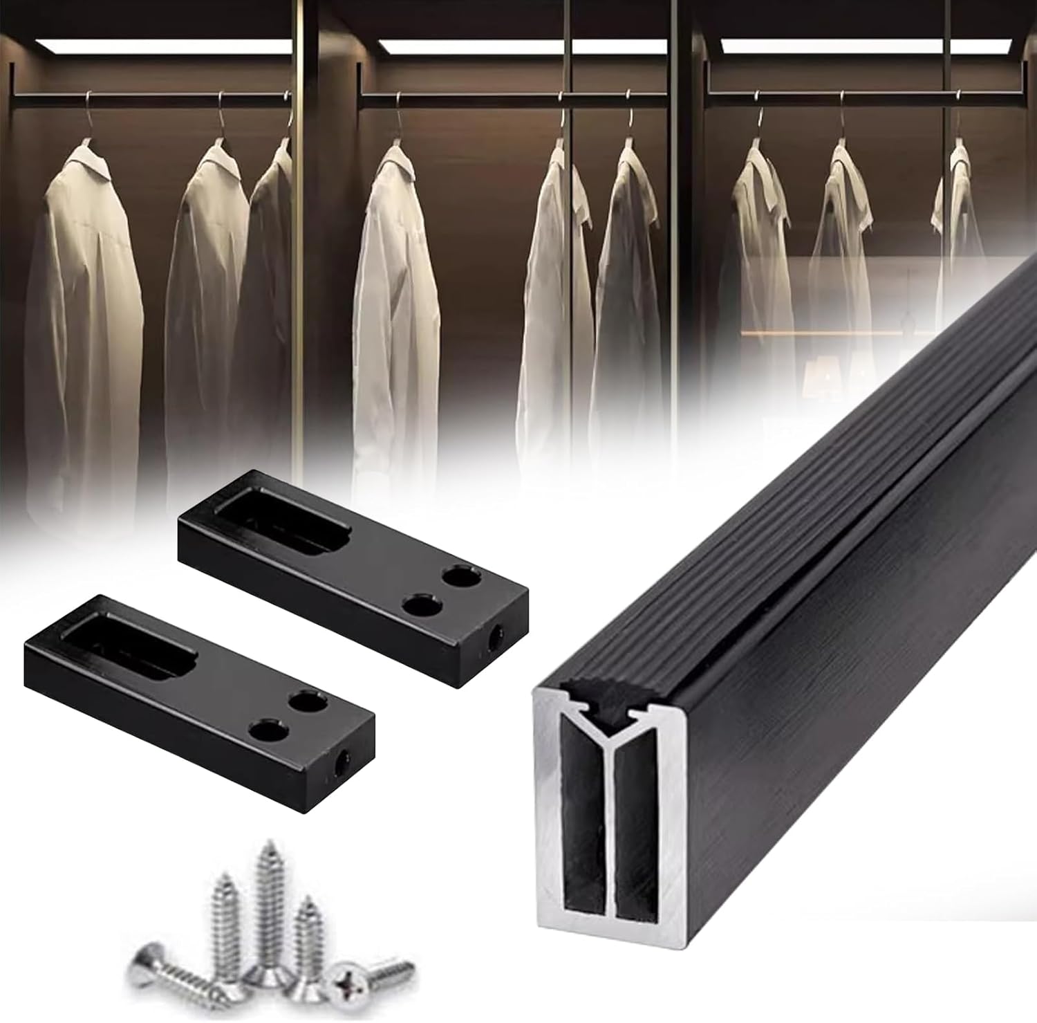 Heavy Duty Square Closet Rods & Brackets - Adjustable, Cuttable, Removable - Commercial Grade Wardrobe Solutions - Ideal for Home, Laundry, Hotel - Multiple Lengths Available