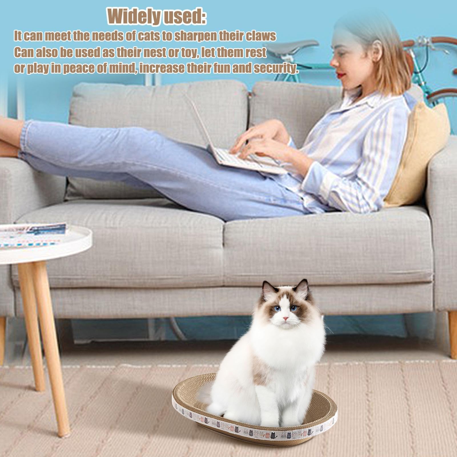 Tiragraffi Per Gatti In Cartone A Forma Di Ciotola - Letto E Gioco Per Graffiare, 43x26 Cm - Foto 4