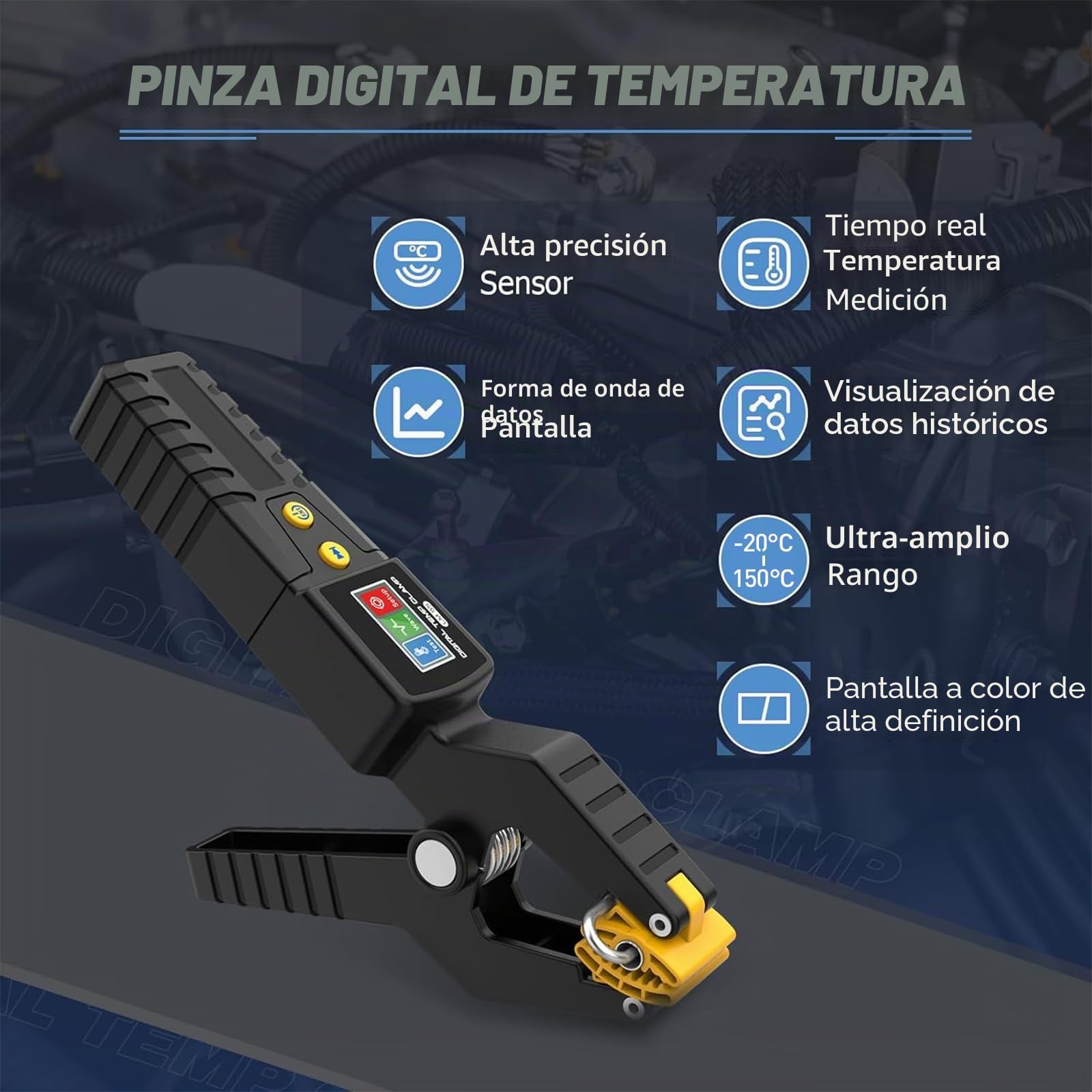 Termómetro digital HVAC, abrazadera de temperatura digital HVAC LM55 para sistemas de calefacción y refrigeración, rango de medición del termómetro HVAC de -50~260 ℃