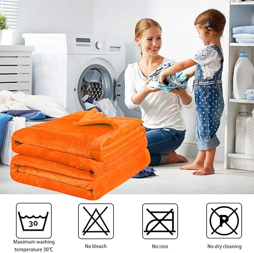 Miniatura 7 de PiccoCasa Manta de franela de forro polar, suave, ligera y cálida para todas las estaciones, dobladillo ancho, lujosa y cómoda, decorativa para sofá