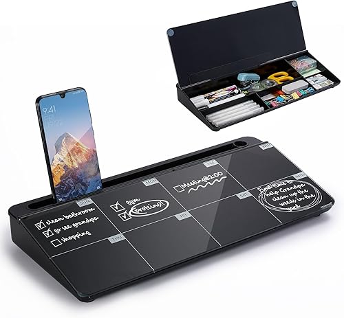 Vista 15 de TSJ OFFICE - Pizarra blanca para escritorio que se borra en seco para oficina, hogar y estudiantes, soporte para teclado de computadora, Base