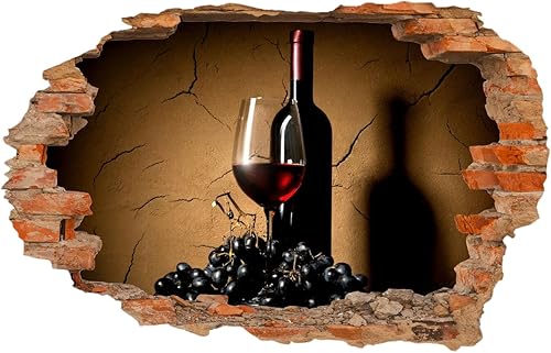 Miniatura 1 de Adhesivo de pared 3D de bebidas, decoración de habitación, decoración de habitación, uvas, extraíble, niños y niñas, tatuaje de pared moderno para