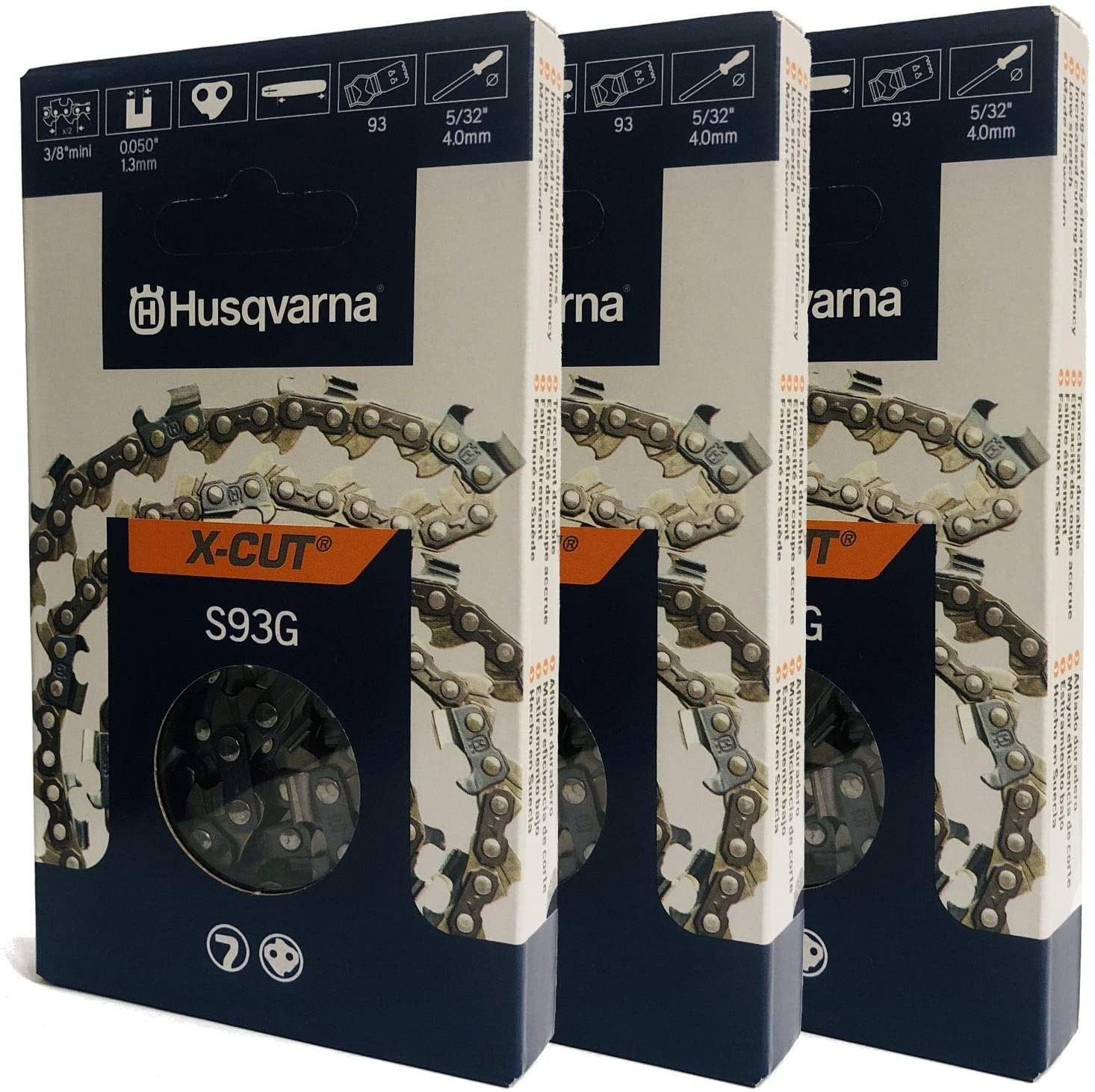Husqvarna 585422152 S93G Cadena de 35,56 cm 3/8 Mini .050 52DL 3 unidades