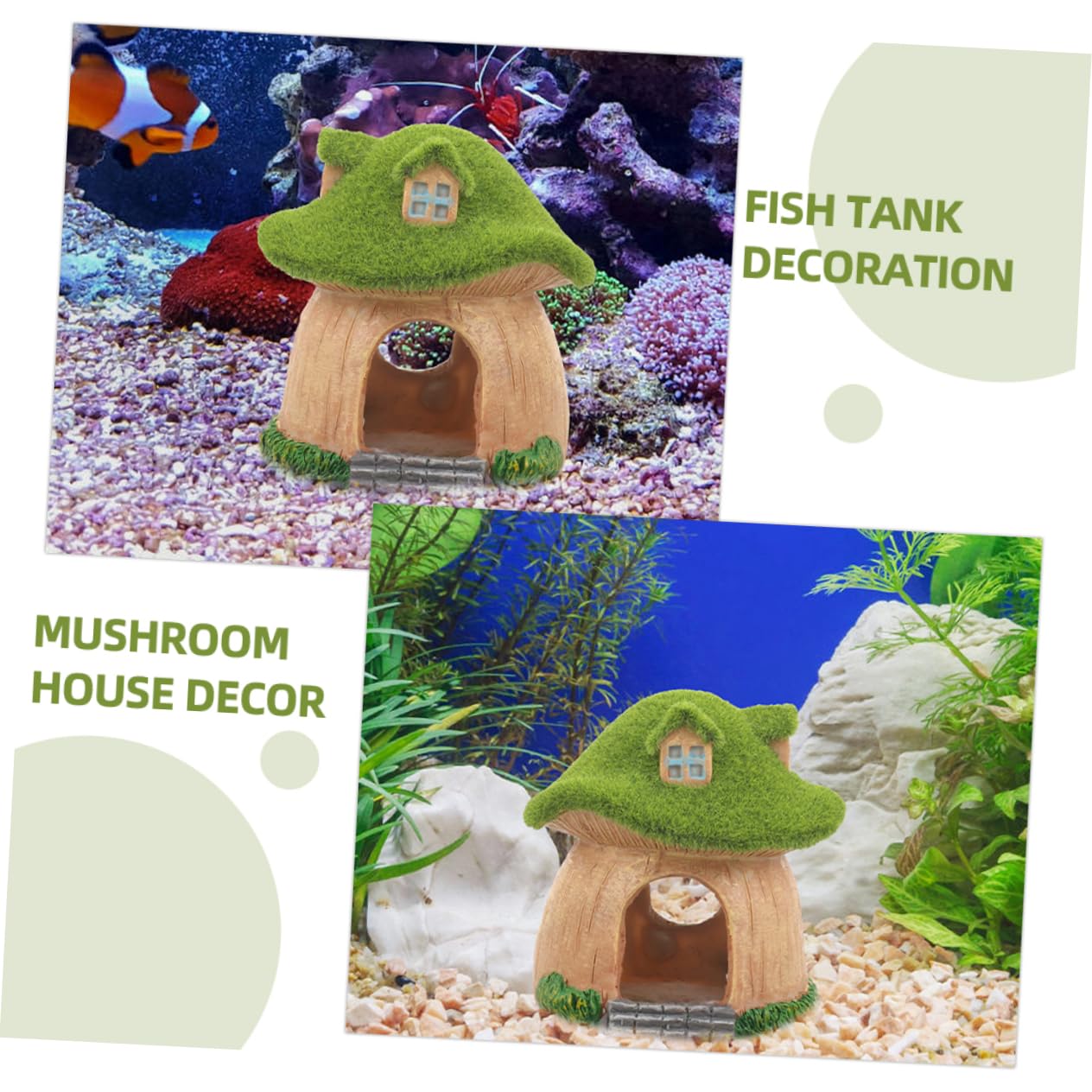 VANZACK 8piezas Casa De Hongos Acuáticos para Peces Refugio Decorativo De Acuario Ventanas Escondite Natural para Peceras Accesorios para Acuarios Peces y Crustáceos