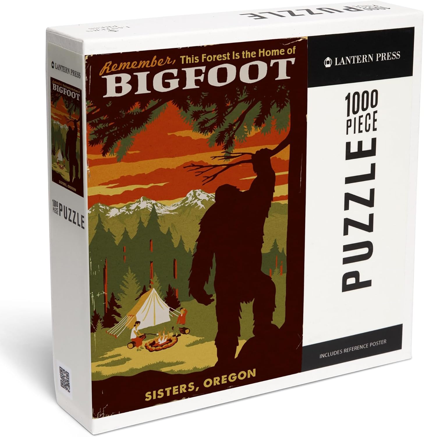 Lantern Press Sisters, Oregon, Home of Bigfoot, Mountains 1000 Piece Jigsaw Puzzle for Adults, Made in USA with Reference Poster