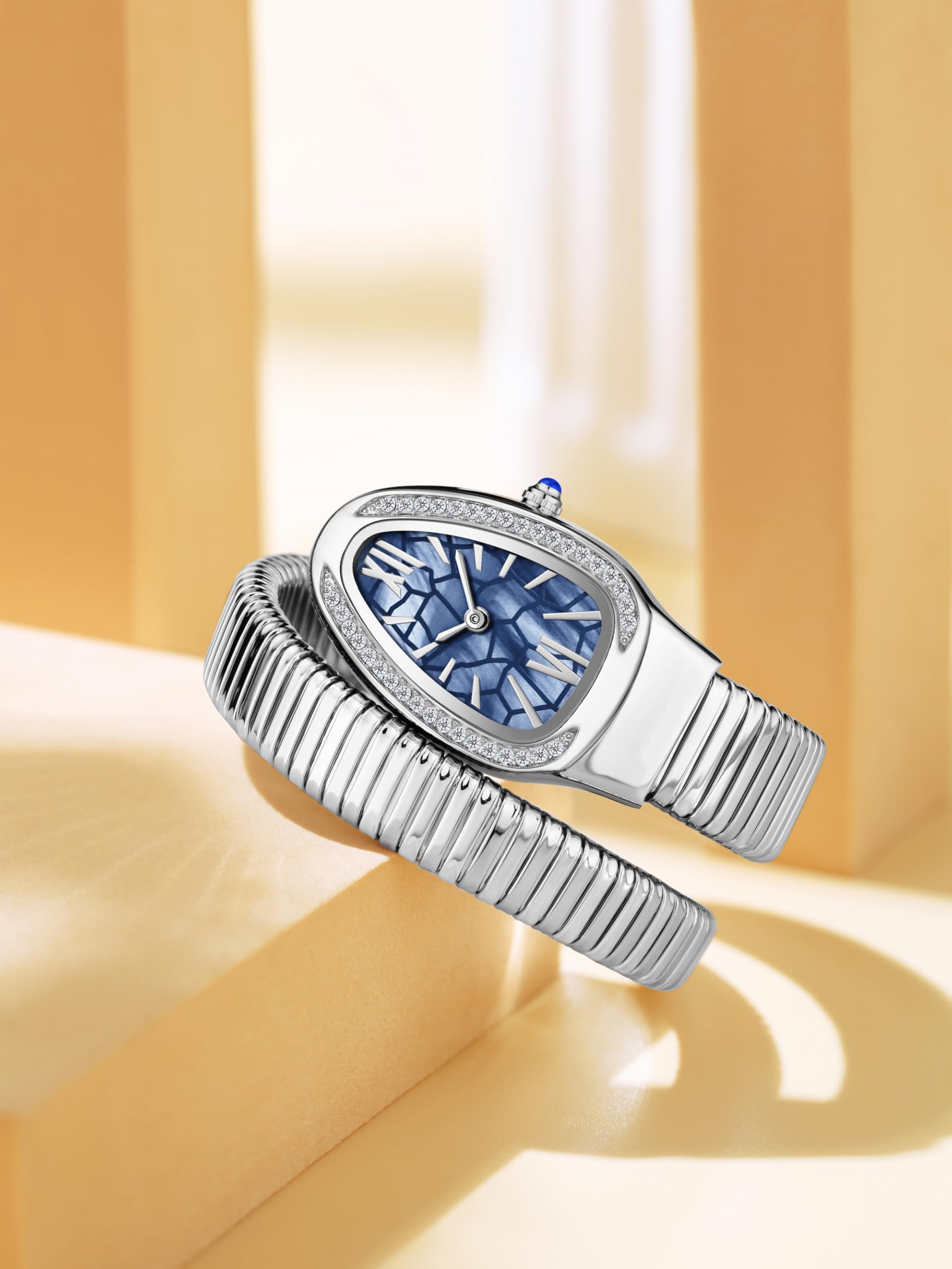 Gosasa Montre à Quartz élégante en Forme de Serpent pour Femme avec Cadran à Chiffres Romains