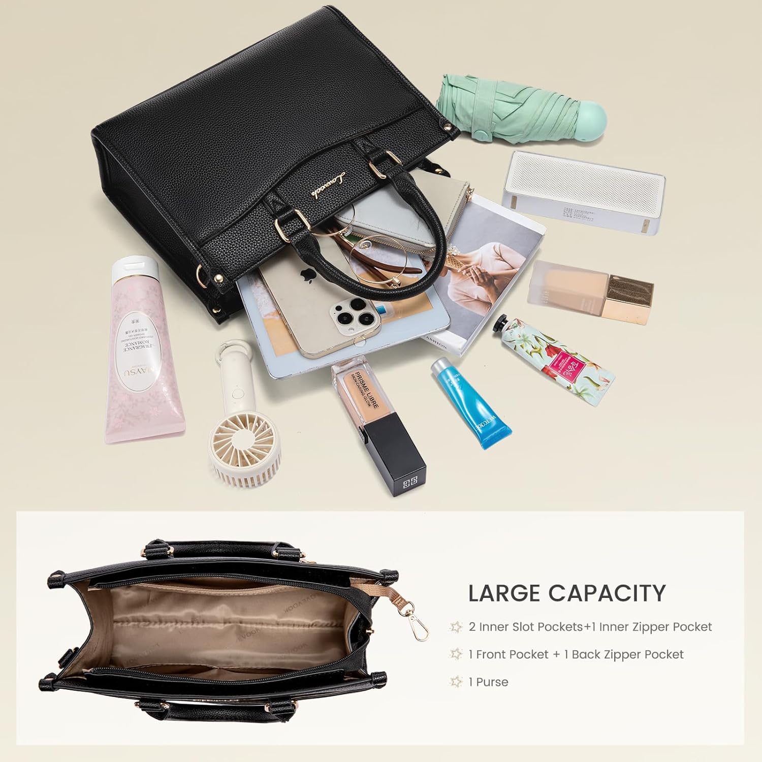 LOVEVOOK Purses and Handbags for Women,Stylish Tote Shoulder Satchel Bag PU Leather Crossbody Top Handle Bags with Zipper - Image 5