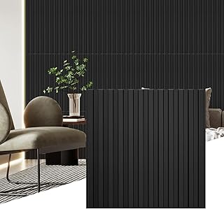 STICKGOO Slat Wall Panel, 3D Wall Panels for Interior Wall Decor PVC Fluted Textured Panel 12-Tile 19.7 x 19.7in - Black