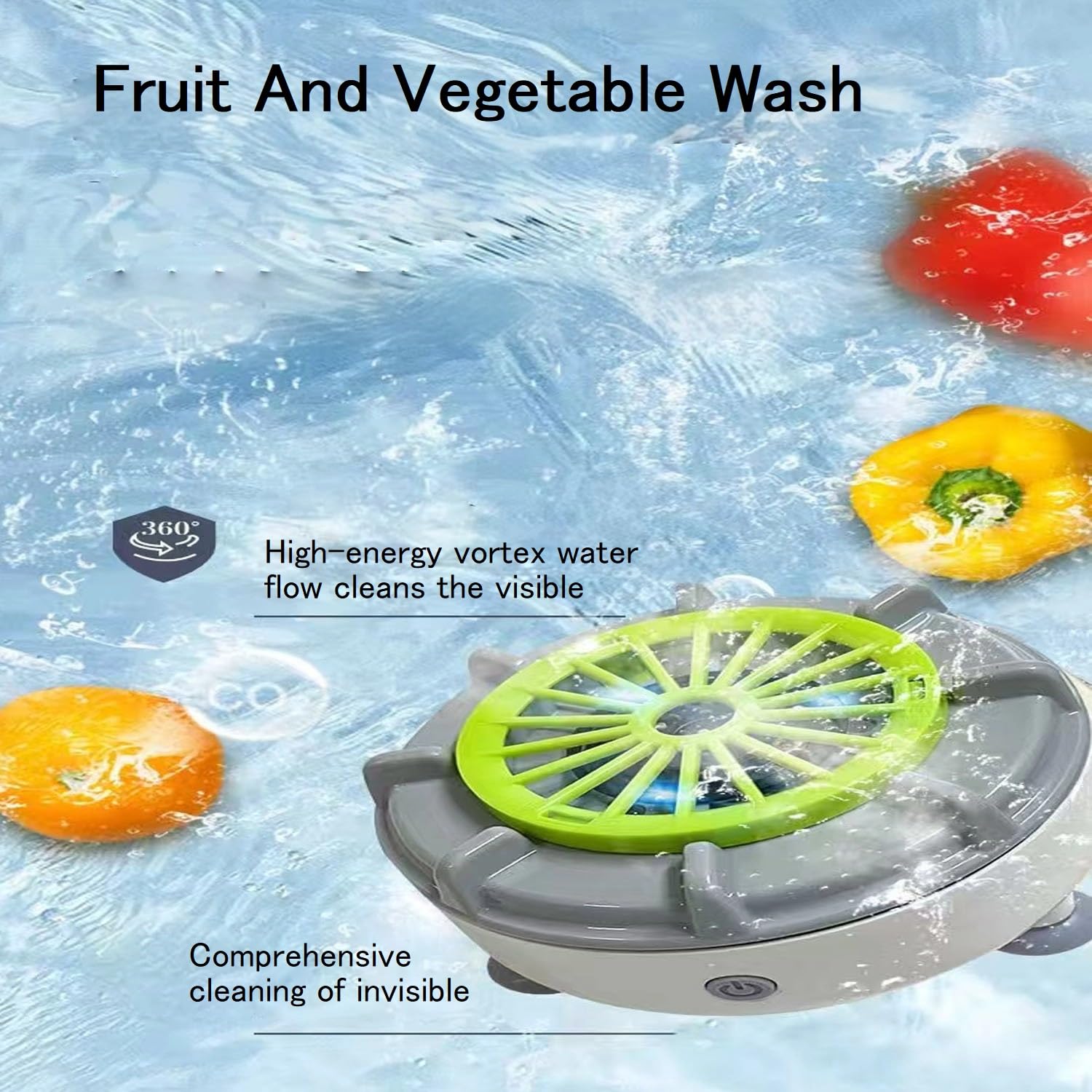 Efficient Portable Fruit and Vegetable Washers, USB Automatic Fruit Cleaner Spinner, 2025 New Vegetable Cleaner for Water-Proof & Wireless Charging, for Cleaning Fruits, Vegetables,and Meat (b)