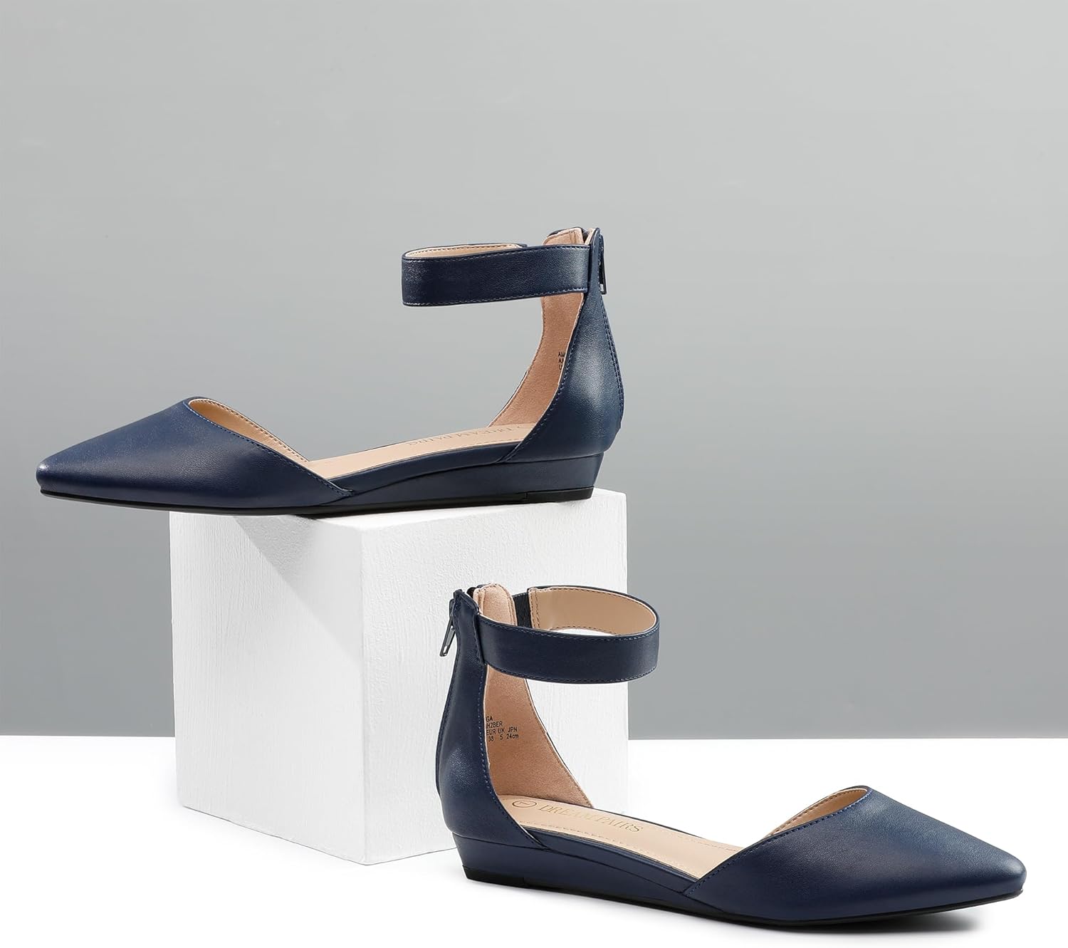 DREAM PAIRS Women's Low Wedge Round Toe Ankle Strap Dress Comfortable Casual Flats Shoes - Image 3
