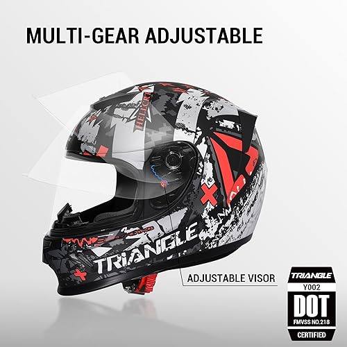 Miniatura 7 de TRIANGLE Casco de motocicleta para niños, casco de cara completa ligero con 2 viseras aprobado por DOT