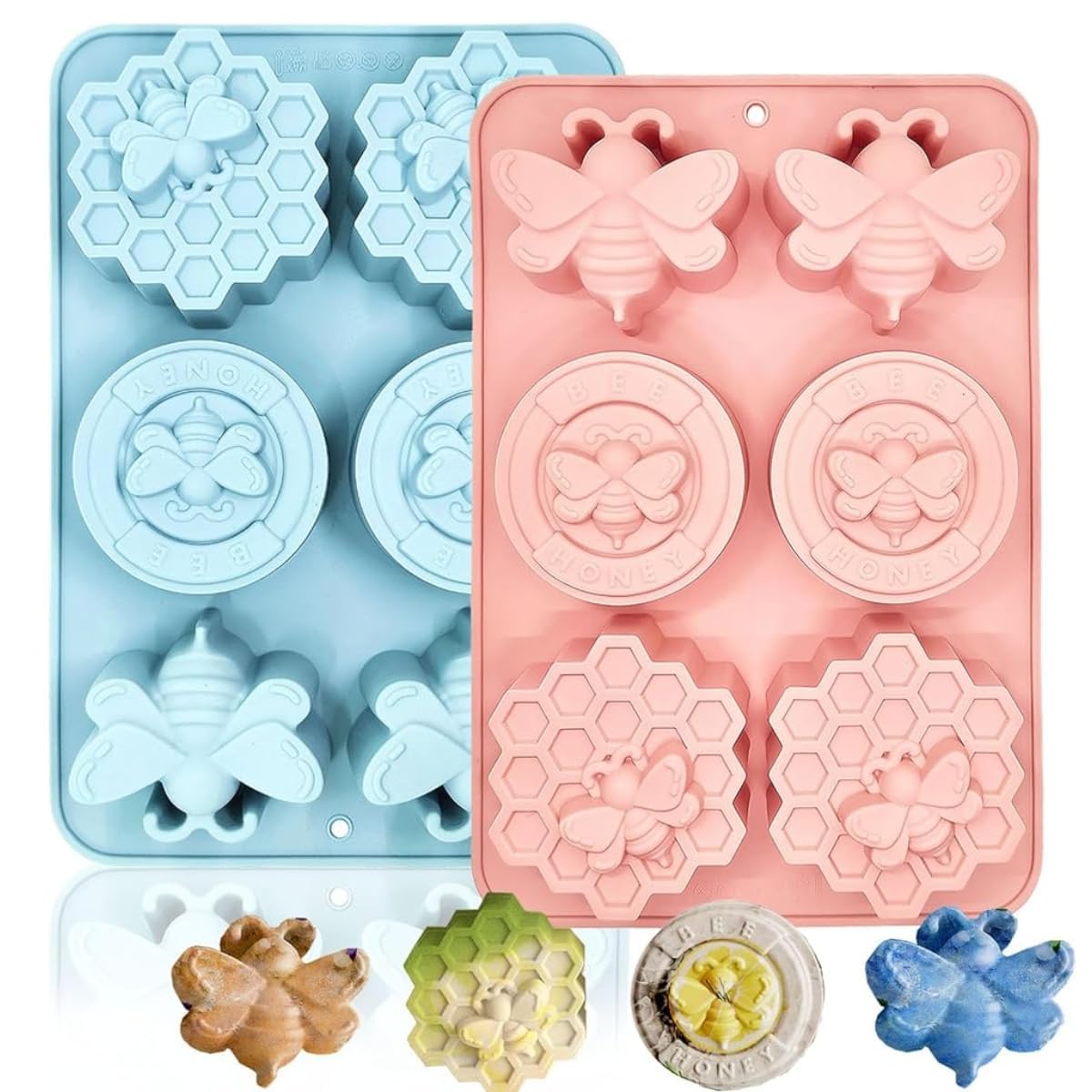 FirstTry 6 Cavity Bee Honeycomb Shape Silicone Soap Mold for Handmade Soap, Chocolate, Fondant, Candy, Jelly, Wax Melts, Epoxy Resin, UV Resin, Clay, Plaster, Candle & DIY Craft Decoration-image-17
