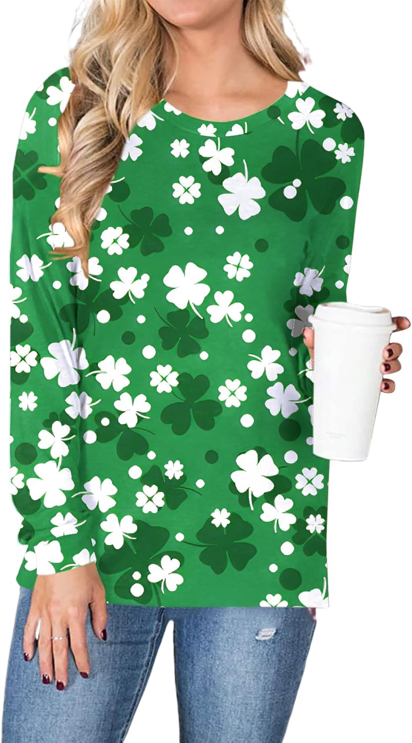 St. Patricks Day Shirts for Women: Irish Shamrock T Shirt Clovers St Patrick's Day Long Sleeve Tops - Image 4