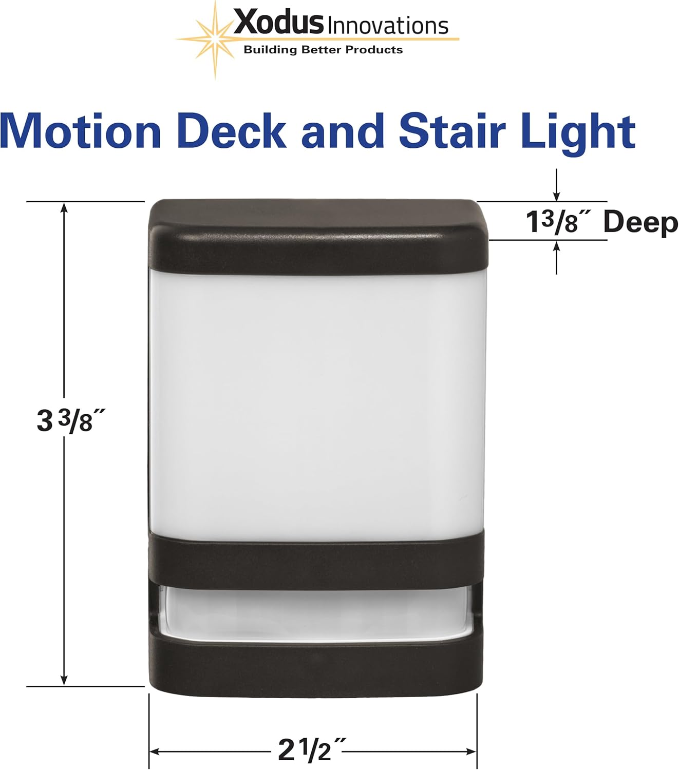 Xodus Innovations BL625-3 Motion Sensing Stair and Deck Light, LED, Battery Operated, Dusk to Dawn Sensor, 30 Seconds or 5 Minutes Brightness Setting, Indoor and Outdoor