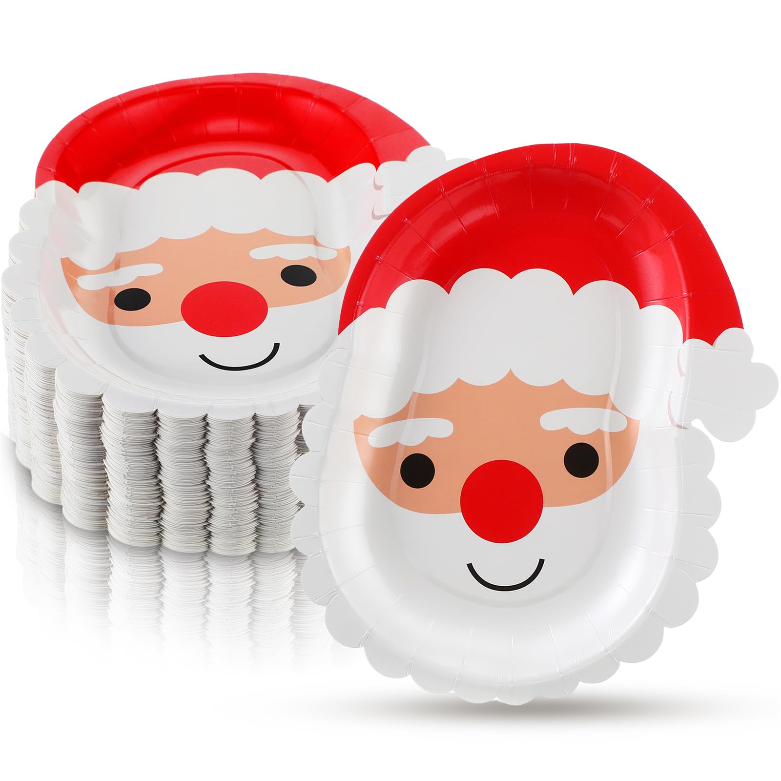 Amazon.com: Yungyan 50 Pcs Christmas Disposable Plates Santa Paper ...