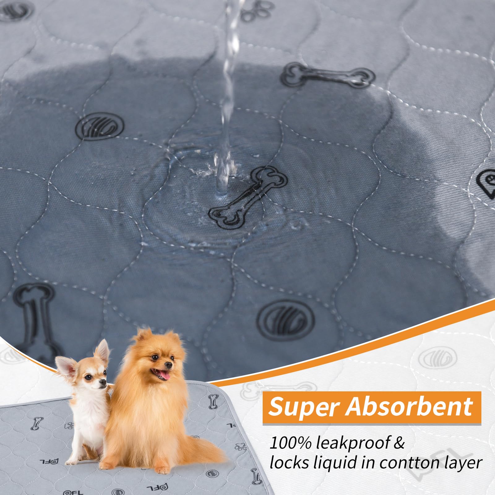 Almohadillas lavables para orina para perros, paquete de 4 almohadillas lavables con parte inferior antideslizante, almohadillas absorbentes y reutilizables para proteger el suelo, funda de sofá