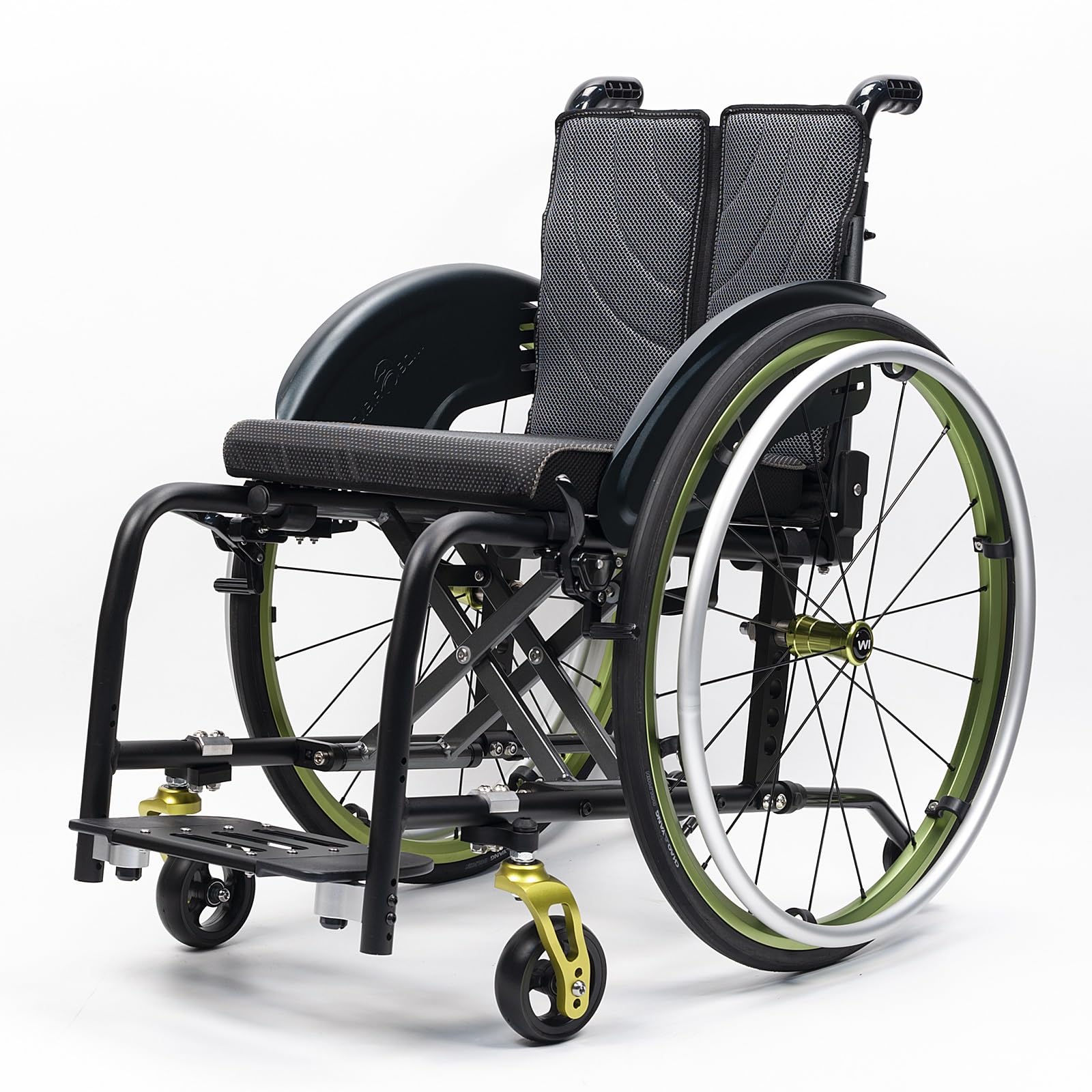 Silla de ruedas manual ligera, silla de ruedas deportiva ultraligera portátil todo terreno, silla de ruedas plegable, sillas de ruedas de transporte con antivuelco(A,40cm/15.7in)