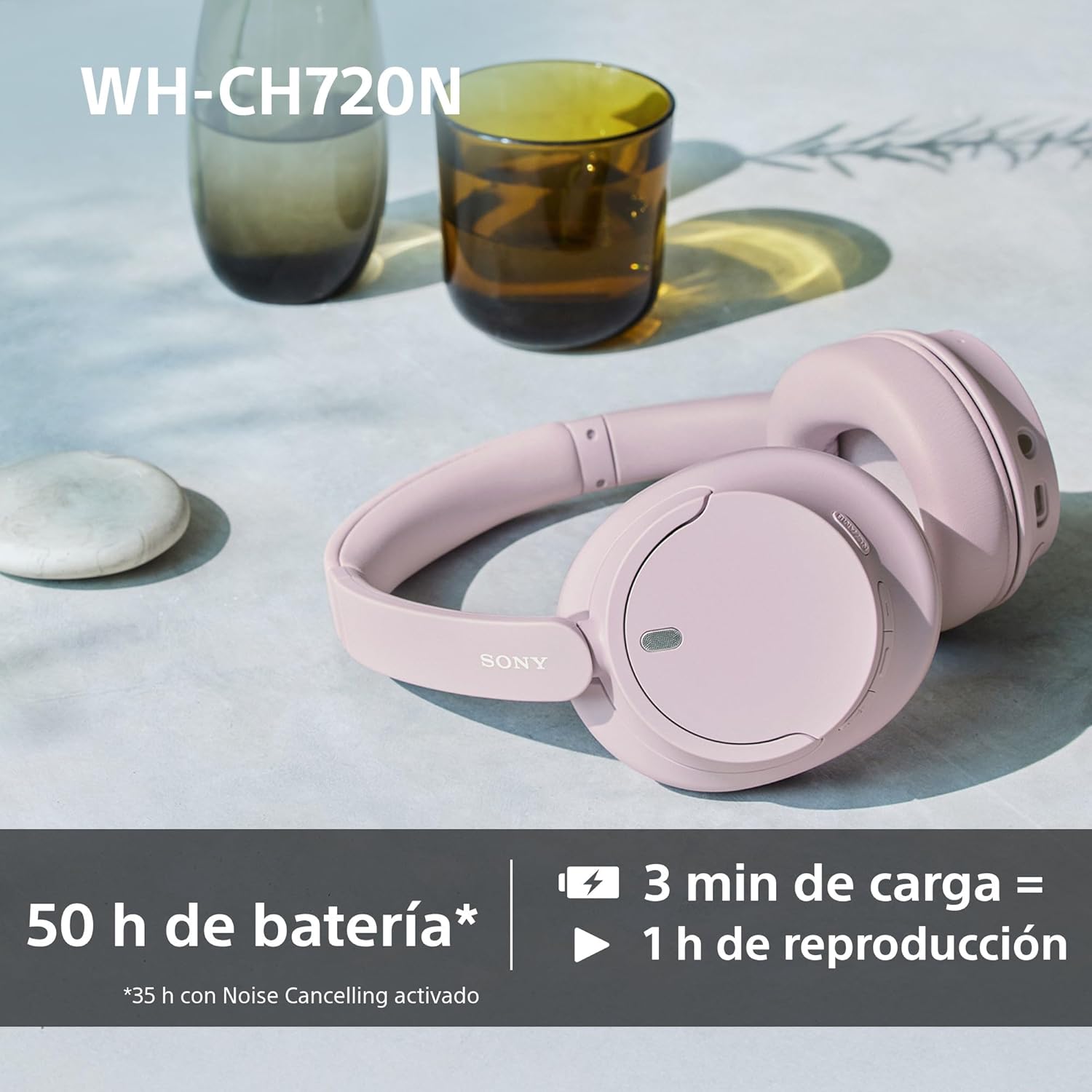 Sony WH-CH720N Auriculares Inalámbricos Bluetooth Noise Cancelling de Diadema, Sonido de , modo Sonido Ambiente, Diseño Ligero, hasta 35 horas de batería, iOS y Android – Negro 7