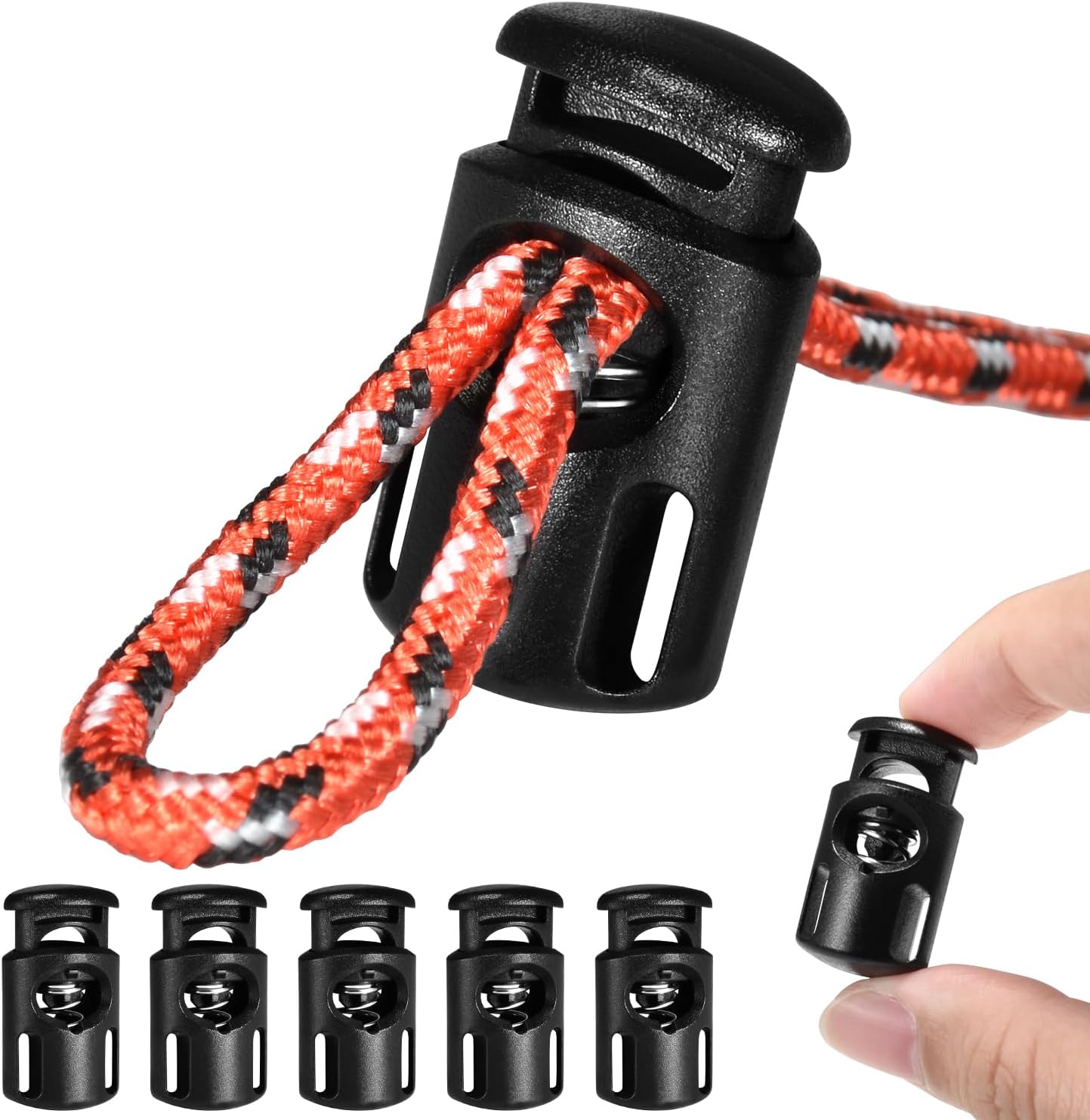 10pcs Paracord Cord Locks for Drawstring, Plastic Cord Lock Toggle for Drawstrings Spring Stopper Clasp Elastic Shoe Lace Tie Locks Sweatpants Hoodie String Ends Bungee Gloves String Clips Replacement