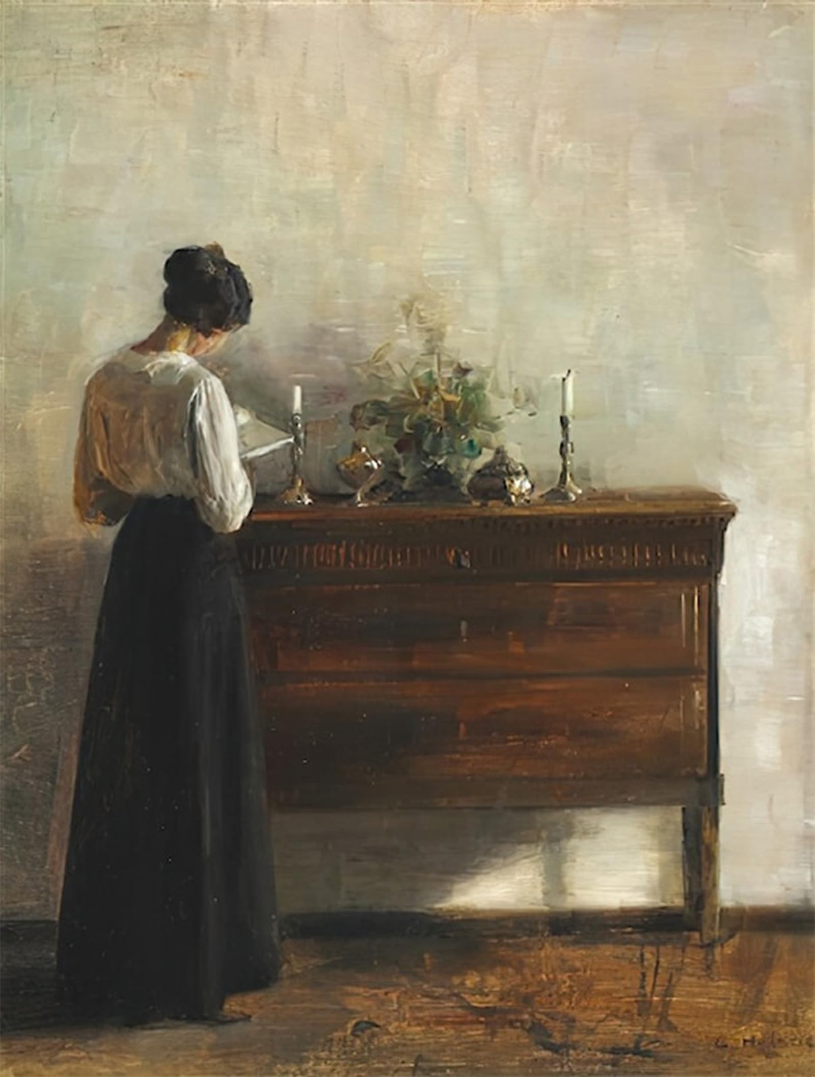 ARTXLXXBN Famous Prints Artwork Pictures Poster Painting Art Interior with the artist's wife Carl Vilhelm Holsoe Artwork Landscape Pictures for Home Decor 60x90cm