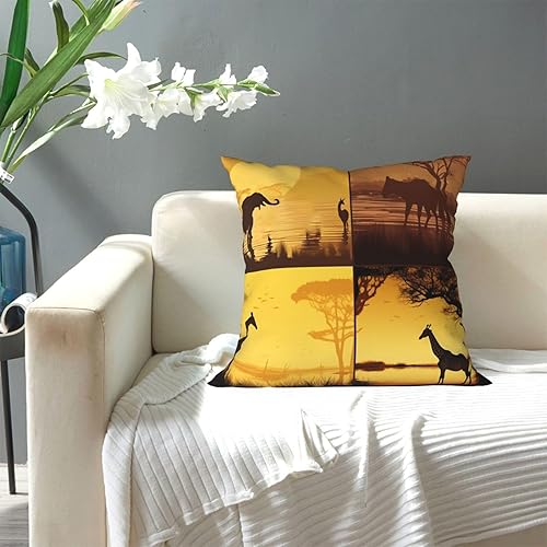Miniatura 5 de Fundas de almohada decorativas de 16 x 16 pulgadas, fundas de almohada para sofá, animales de pastizales africanos, fundas de almohada cuadradas