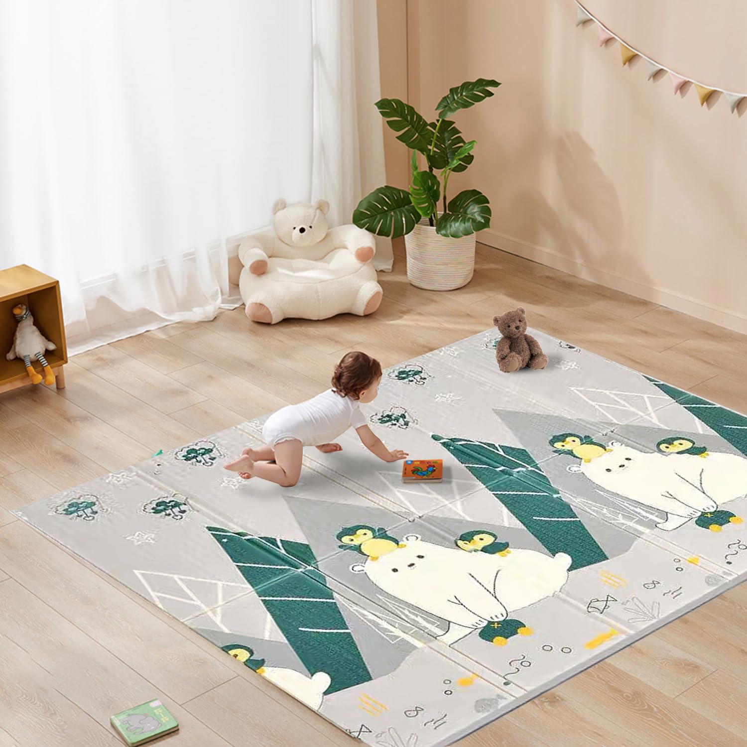 FINIKIS Baby Play Mat, XPE Foldable Foam Play Mat for Floor, Soft Waterproof Playmats for Babies and Toddlers Kids? Reversible Baby Crawling Mat for Indoor and Outdoor? 79''x59''x0.4