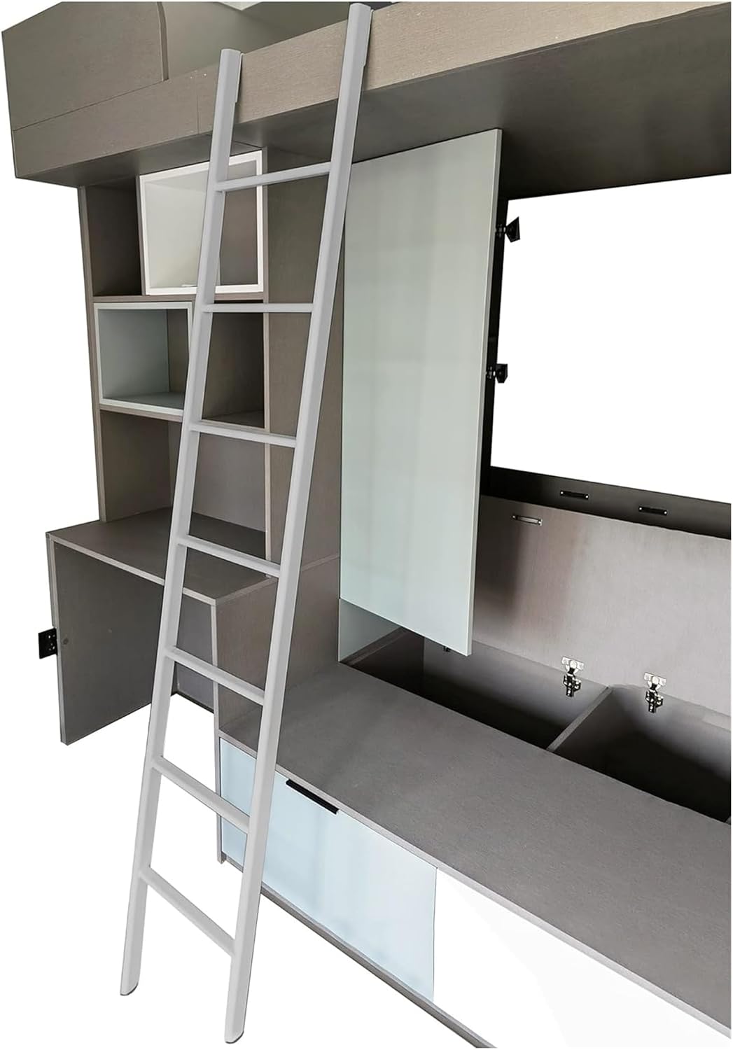 Metal Bunk Bed Ladder Adjustable Hooked Loft Climbing Steps (Silver 1.6m)