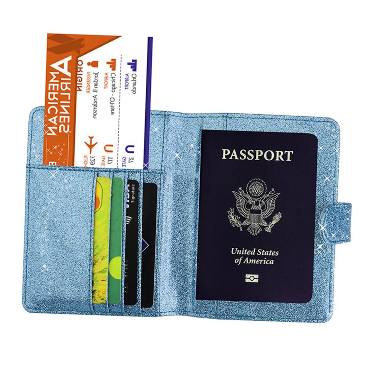 PACKOVE 2pezzi Portadocumenti Pu Organizer Per Con Chiusura Custodia Multifunzionale Blu Per Contanti e Documenti