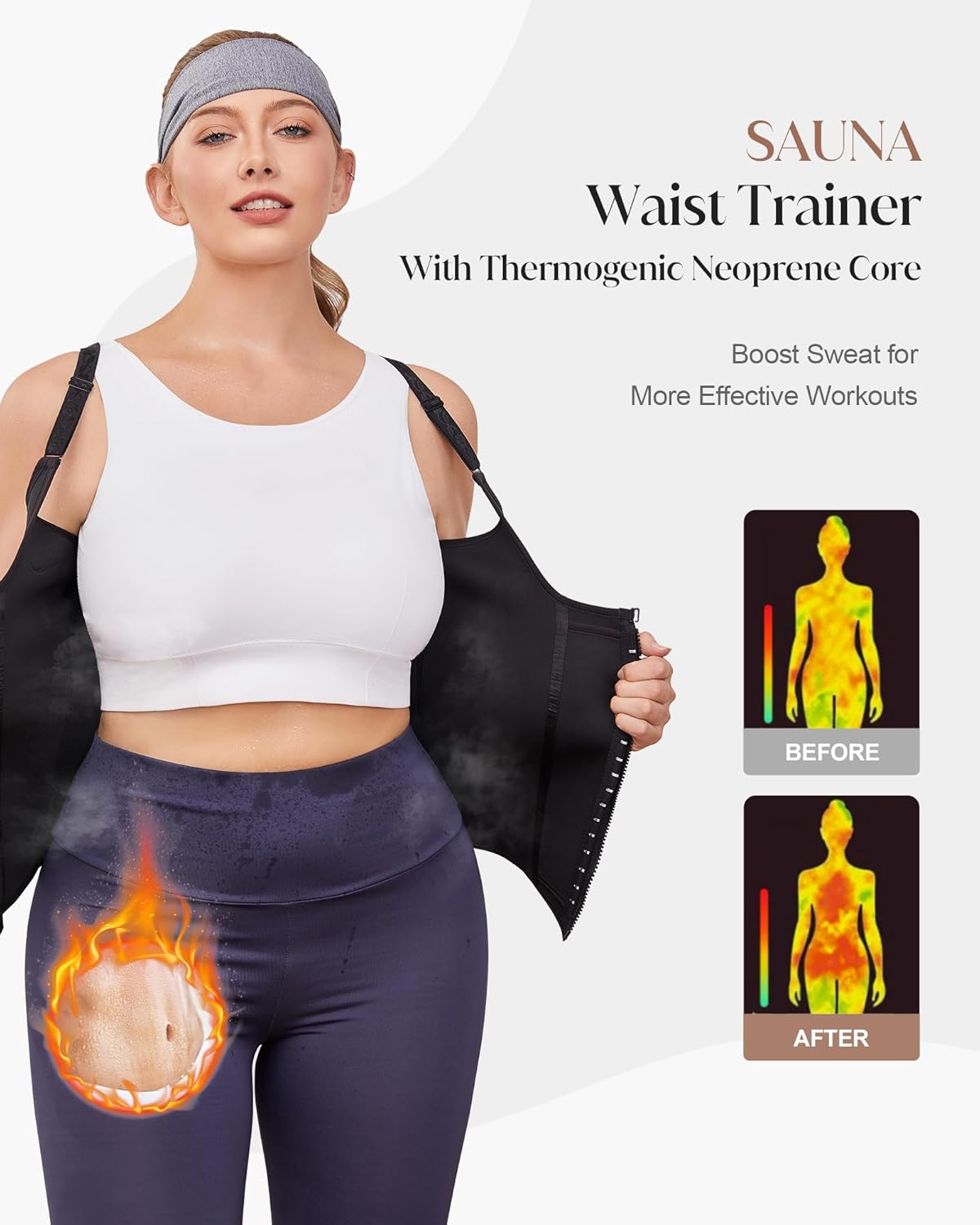 Waist Trainer for Women Corset Tummy Control Shapewear with Zipper Women's Waist Cincher Sport Workout Body Shaper Vest - Image 2