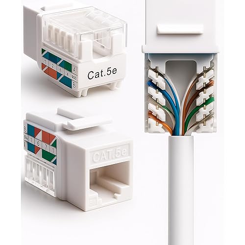 SATMAXIMUM Conector de pared Ethernet Keystone en ángulo de 45 Cat5e Punch Down UTP 45 grados (terminación más fácil que 90 grados), terminación de