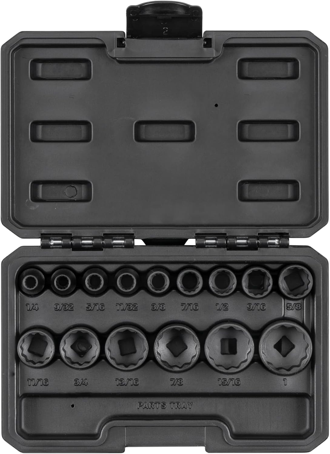 TEKTON 3/8 Inch Drive Shallow 12-Point Impact Socket Set with Case, 15-Piece (1/4-1 in.) | SID91304