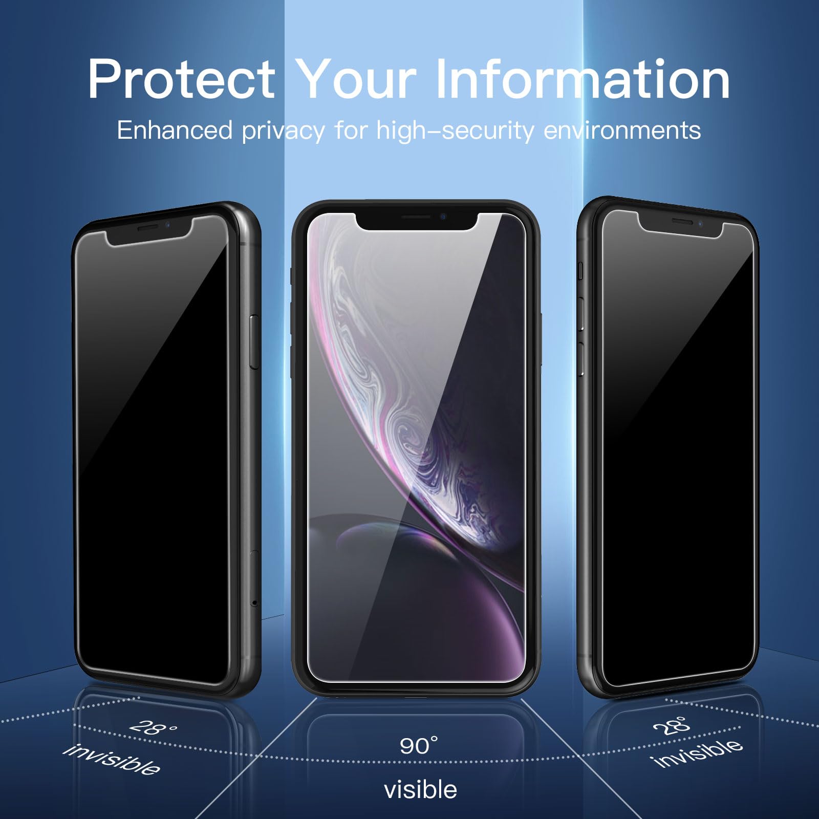 NEW'C 3 Sztuki, Prywatność Ochraniacz Ekranu dla iPhone 11, iPhone XR, Udoskonalony Kąt Prywatności 28 Stopni, Ultra Trwała Twardość 9H, Bez Bąbelków