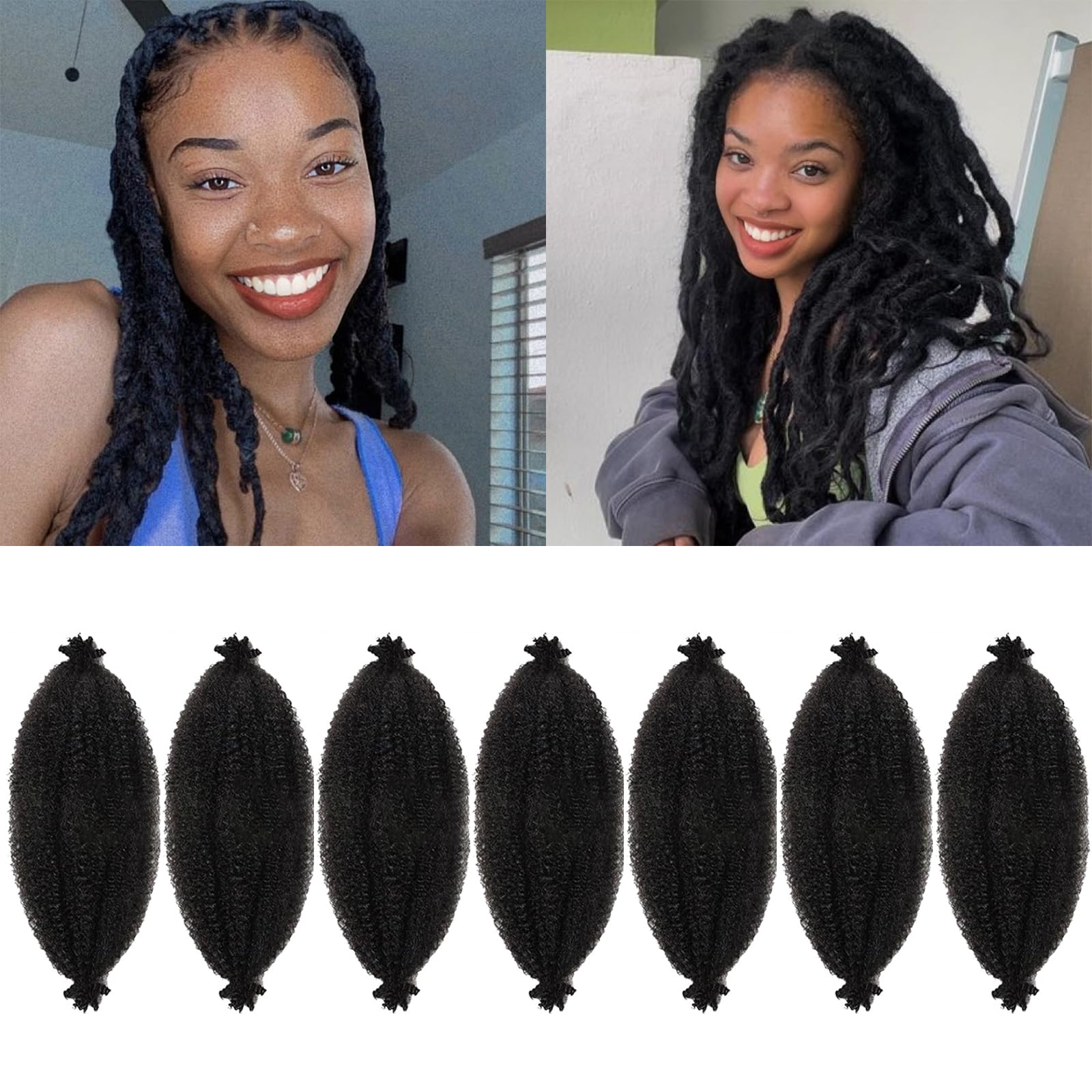 Springy Afro Twist Hair16 Inch 7 Packs Marley Twist Hair for Faux Locs Spring Twist Hair Butterfly Locs Synthetic Marley Braiding Hair Cuban Twist