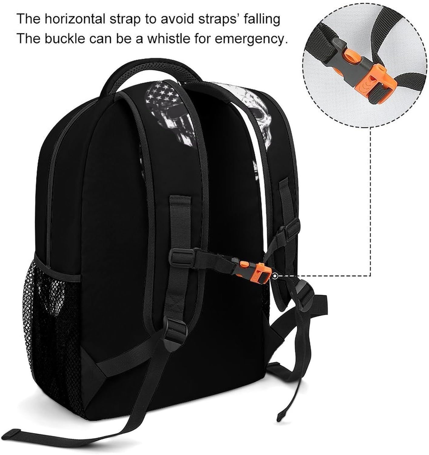 Am-erican Flag Skull Skeleton Laptop Backpack Lightweight Travel Daypack Shoulder Bag for Men Women