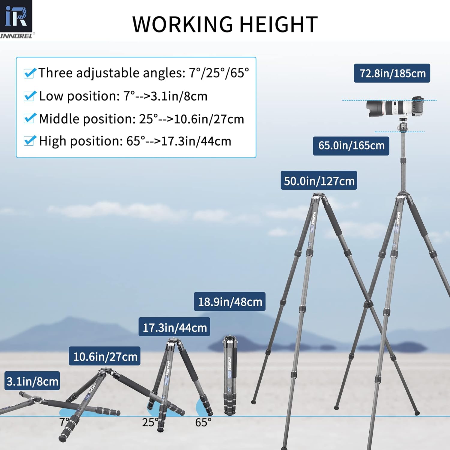 Carbon Fiber Tripod-INNOREL KT284C Super Professional Portable Travel Tripod for DSLR Camera Heavy Duty Compact Stand Support 1.1in/29mm Tube Max Load 44lbs/20kg with Short Center Column Only Tripod