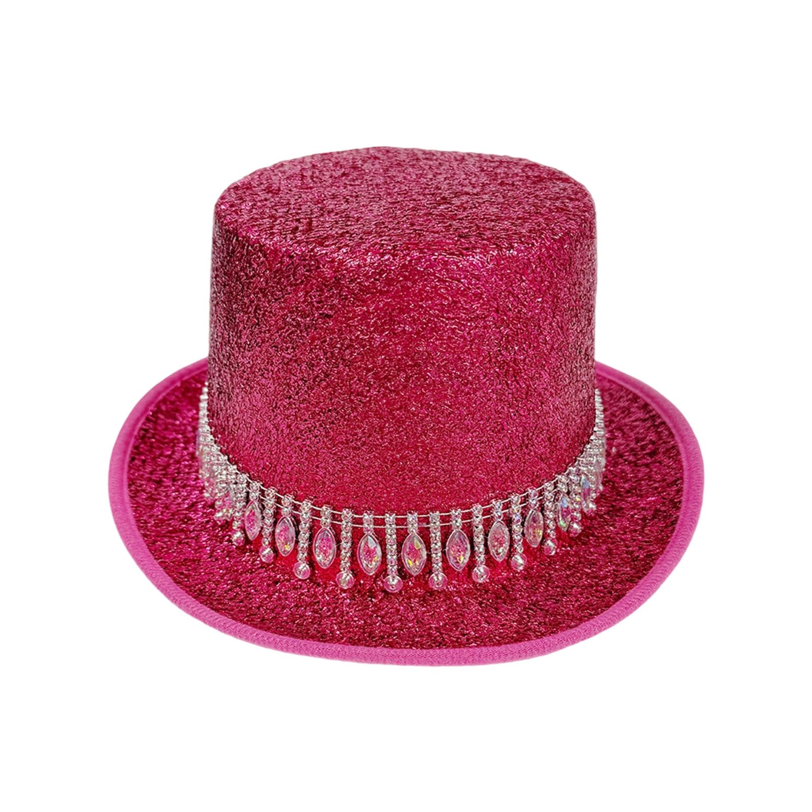 MICFENY Magicians Hat for Men Women with Rhinestones Decors Fedoras Hats Cosplay Costume Caps Stage Show Ceremony Hat