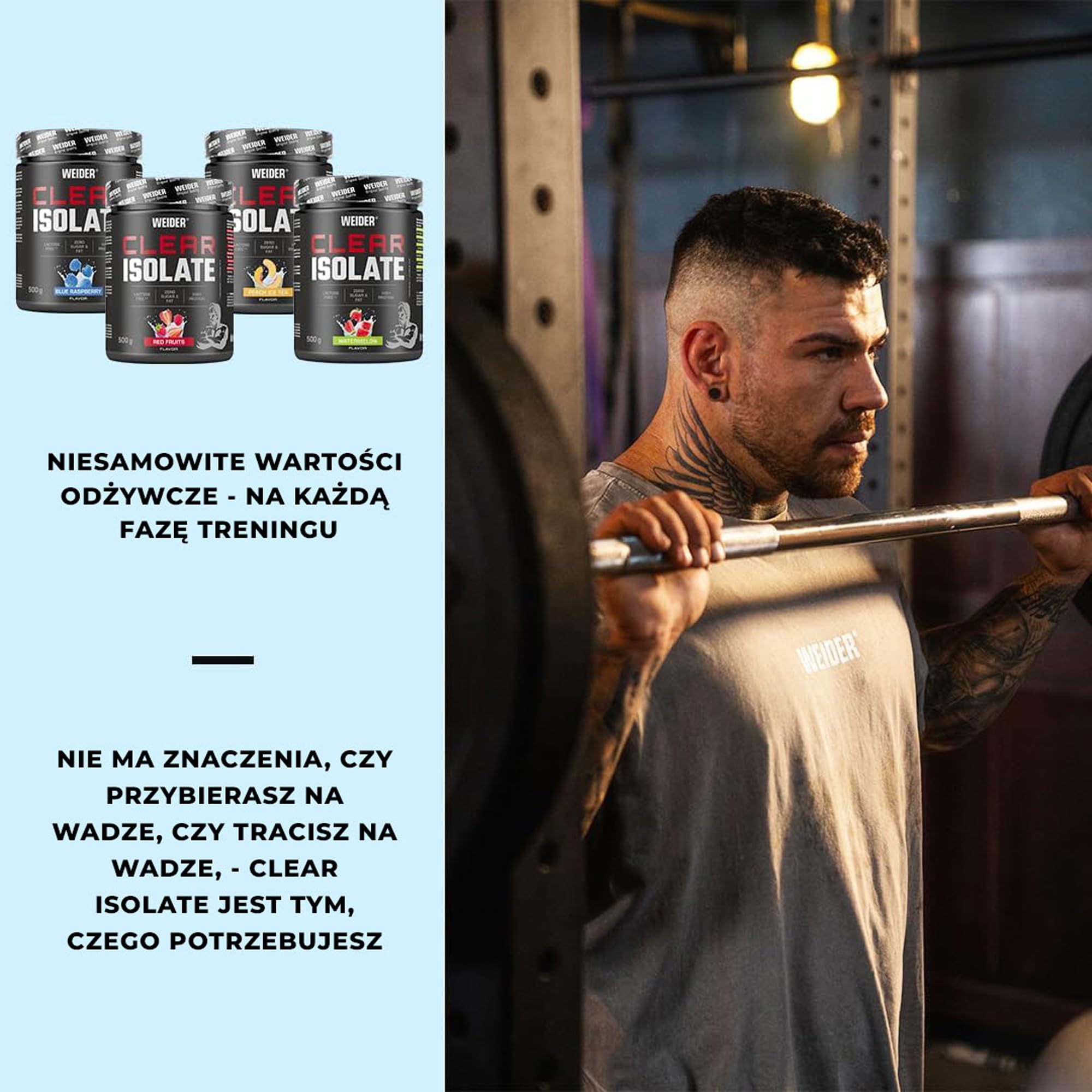 WEIDER Clear Whey izolat, owocowy izolat białka serwatkowego o wysokiej zawartości białka do orzeźwiających koktajli białkowych, pierwszorzędny proszek białkowy w jakości premium, bez cukru, Peach Ice