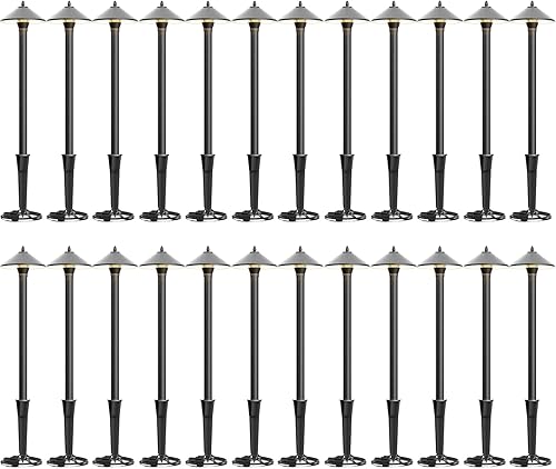 24PK Luces LED de bajo voltaje para camino, 1.2 W, iluminación de paisaje al aire libre, 40 lúmenes, 2700 K, para césped, patio, pasarela, camino y