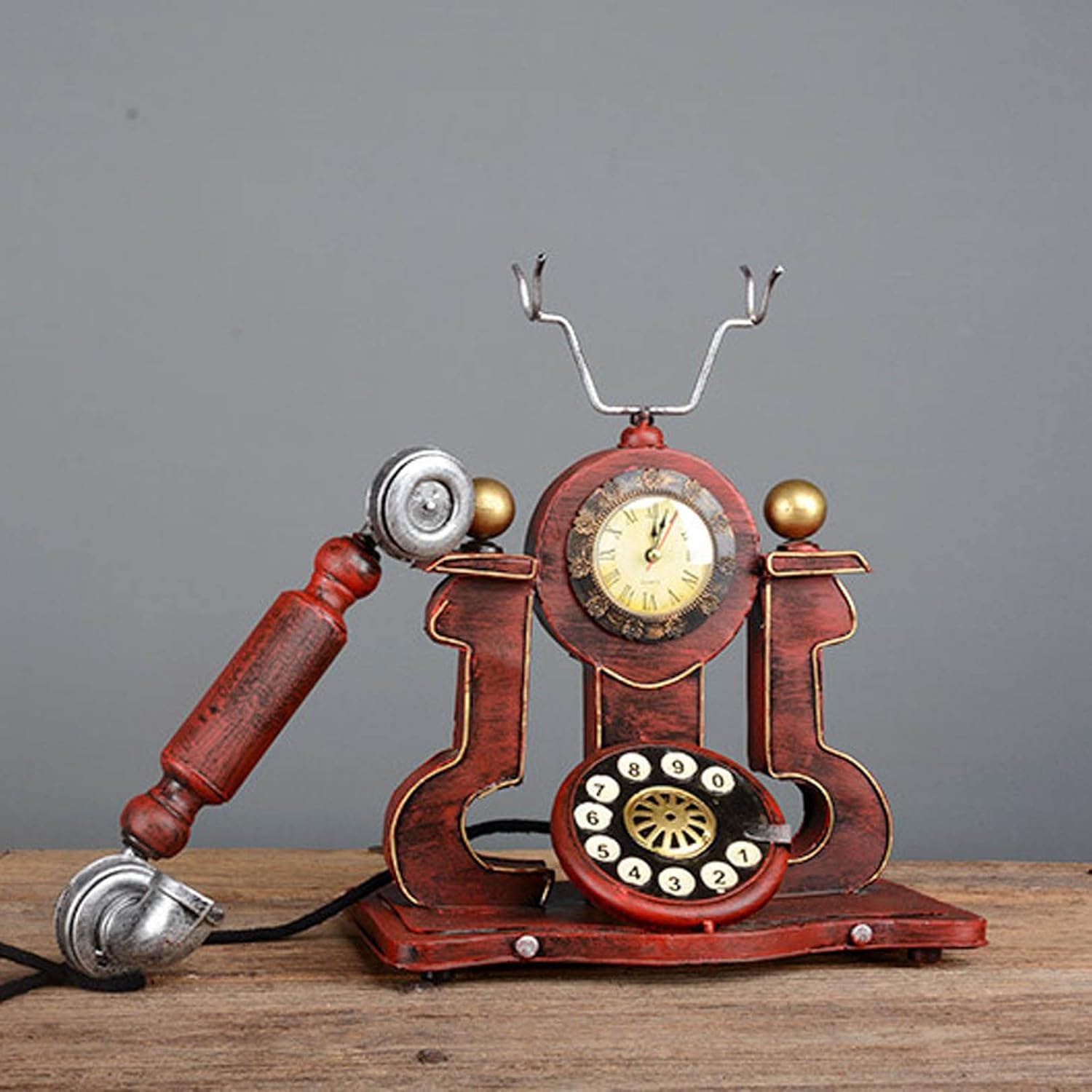 Rotary Telephone Decor Antique Telephone Model Statue Old Style Retro Landline Corded Desk Home Office Vintage Decorative Telephone