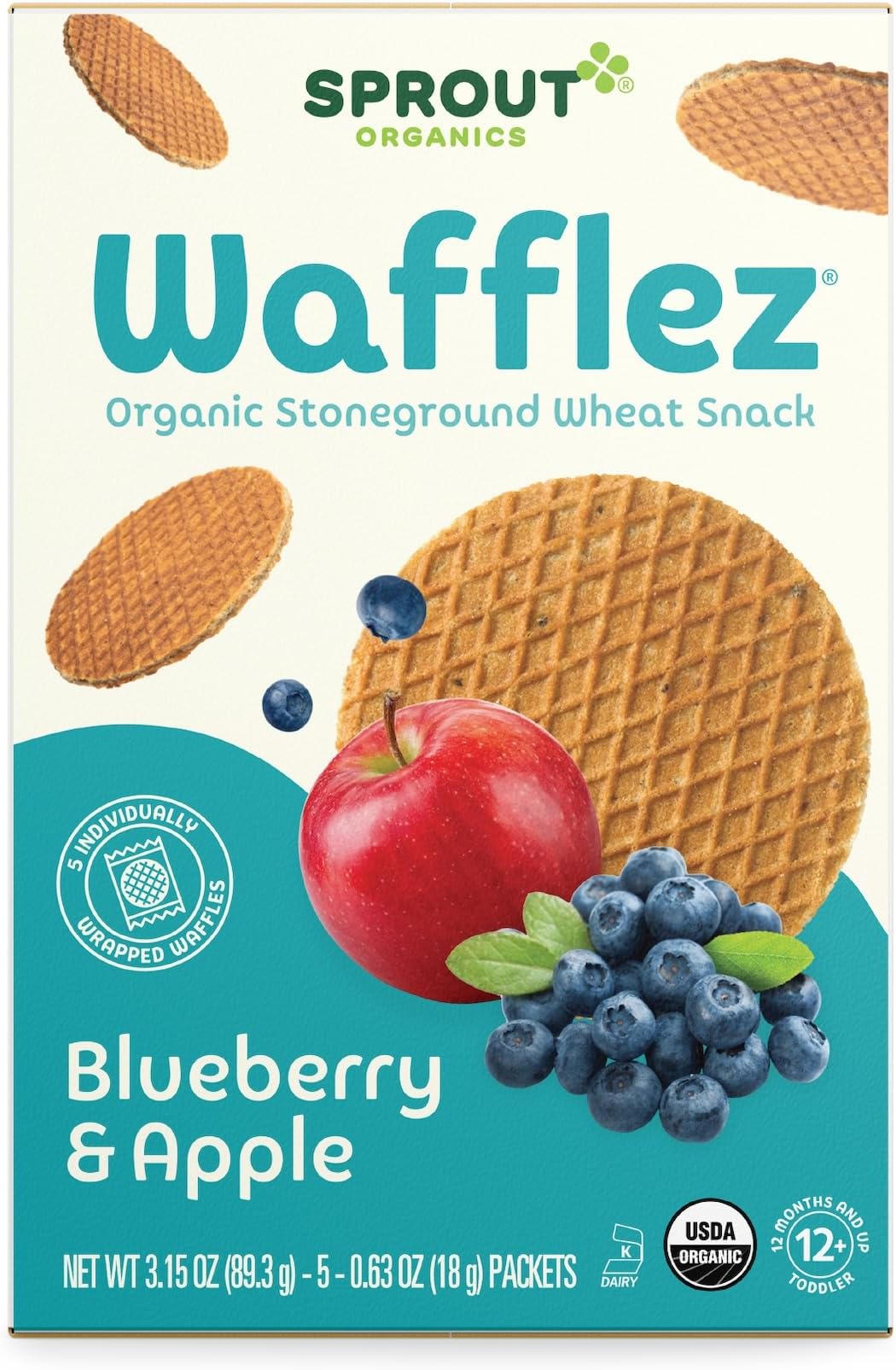 Sprout Organic Wafflez, Blueberry Apple, 0.63 Oz, 5 Ct