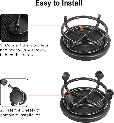 Miniatura 7 de Taburete rodante con respaldo Taburetes rodantes de baja altura, Silla baja con rodillos, asientos con ruedas para el hogar, oficina, garaje,