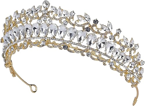 Miniatura 7 de Tiaras y coronas para mujer, tiara de boda de cristal para mujer, diadema de corona de reina real, tiara de princesa de metal para novia,