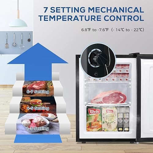 Miniatura 40 de Kismile Congelador vertical, mini congelador de 3.0 pies cúbicos con puerta individual reversible, estantes extraíbles, congelador pequeño con Blanco
