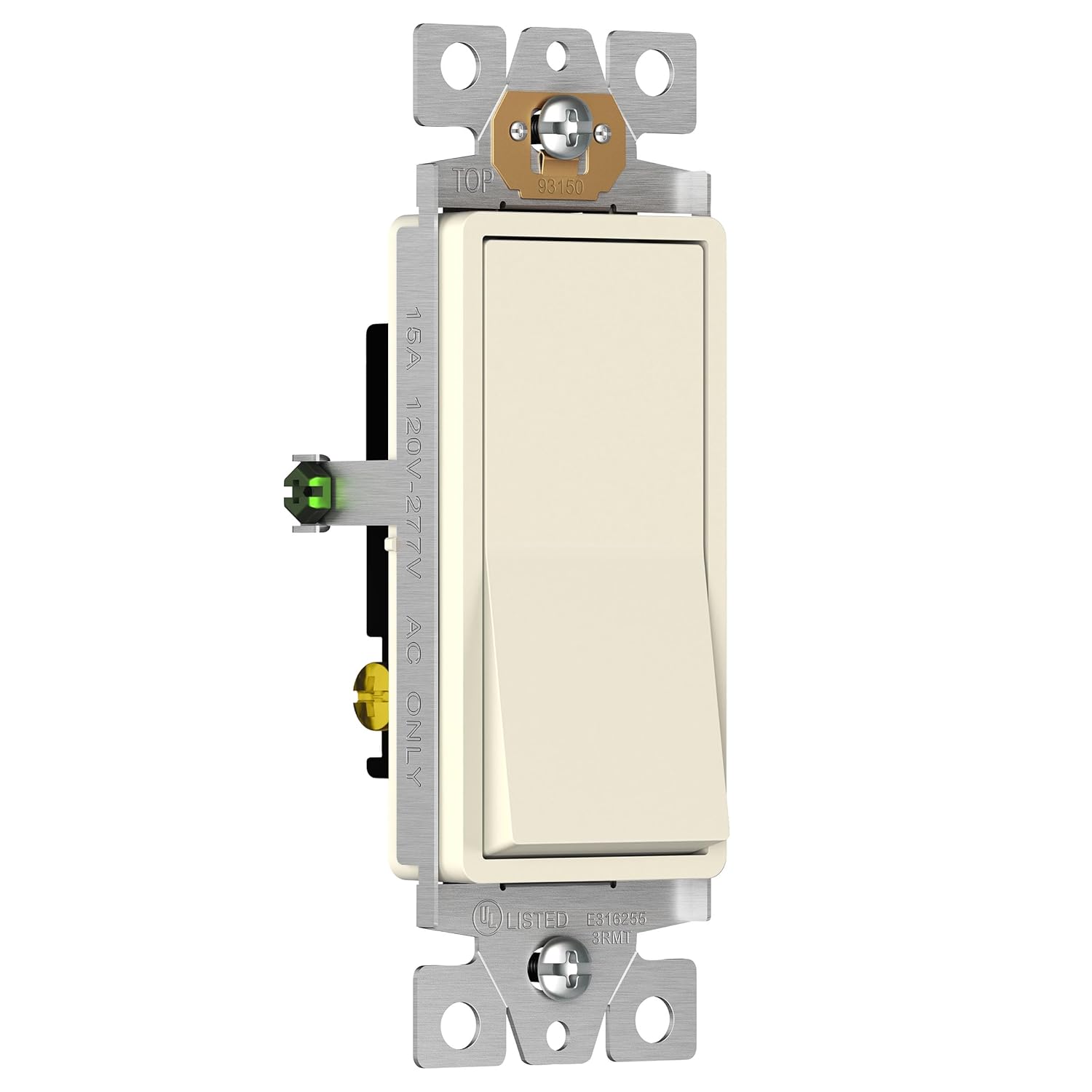 ENERLITES Elite Decorator Outlet Tamper-Resistant Brushed Gold Wall Plate & 3-Way Decorator Switch 15A 120V/277V Light Almond 10 Pack