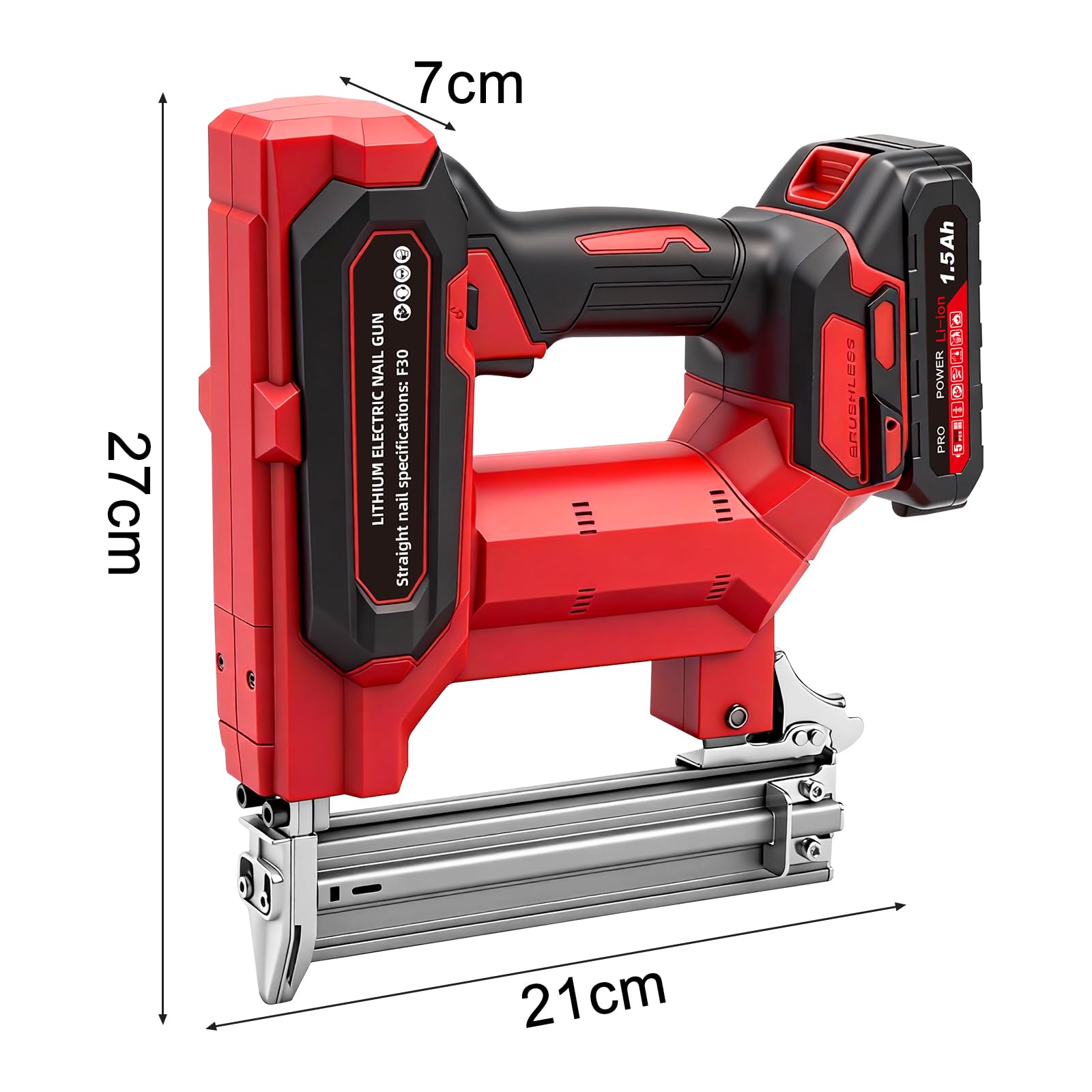Chiodatrice Elettrica, 2 in 1 Chiodatrice e Graffettatrice con 500 Chiodi F30 e 500 Graffette Tipo 422, Chiodatrice a Batteria Senza Fili, per Vari Tipi di Legno, 1500mAh Batteries *2