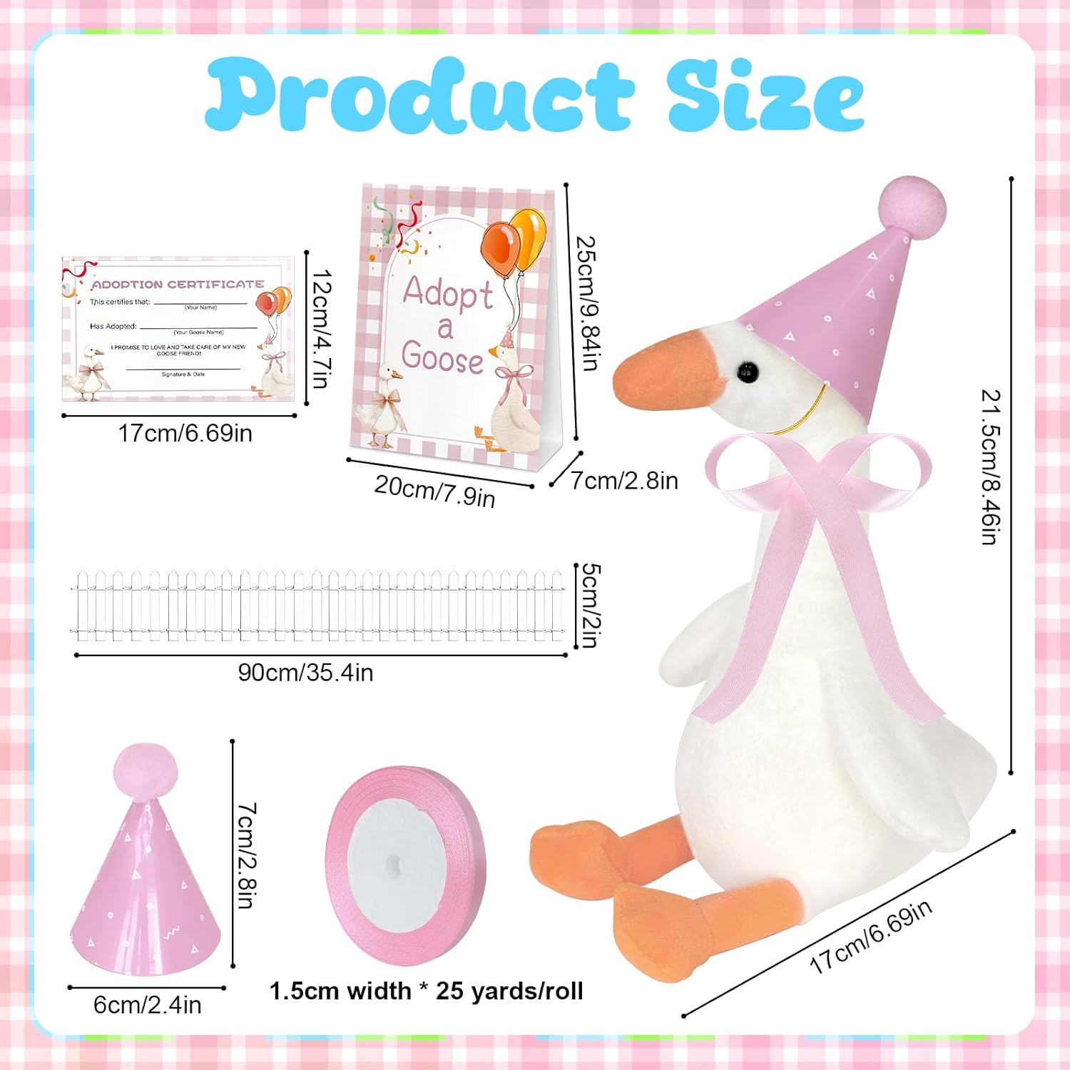 39 Pcs Adopt a Silly Goose Party Favor Include 12 Silly Goose Stuffed Animal 12 Mini Hat 12 Adoption Card 1 Adoption Sign 1 Ribbon 1 Fence for One Silly Goose Baby Shower Party 1st Birthday Decoration